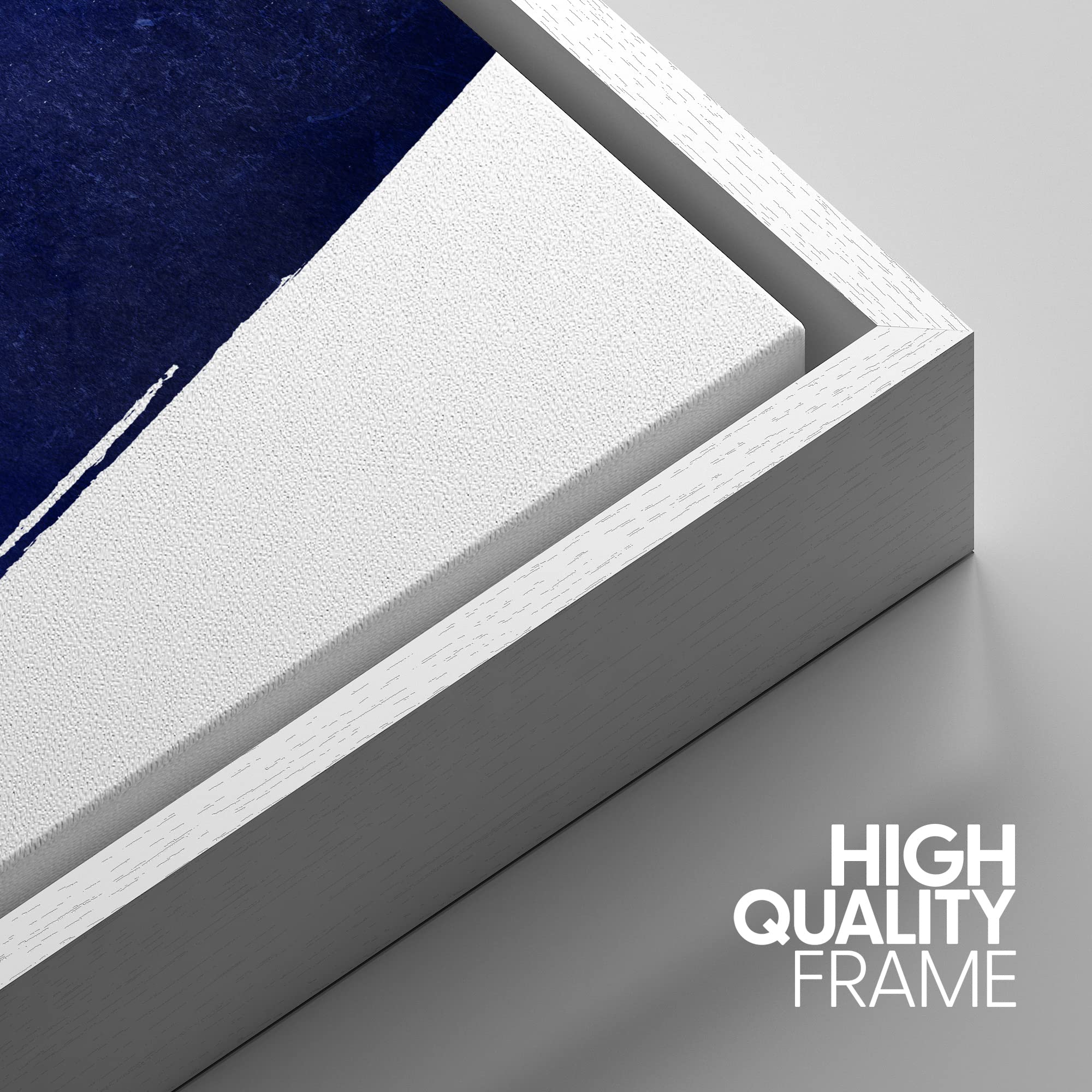 IDEA4WALL Framed Canvas Wall Art Set - Blue & Gold Geometric Graffiti Abstract Painting with Modern Stripes & Shapes, 24