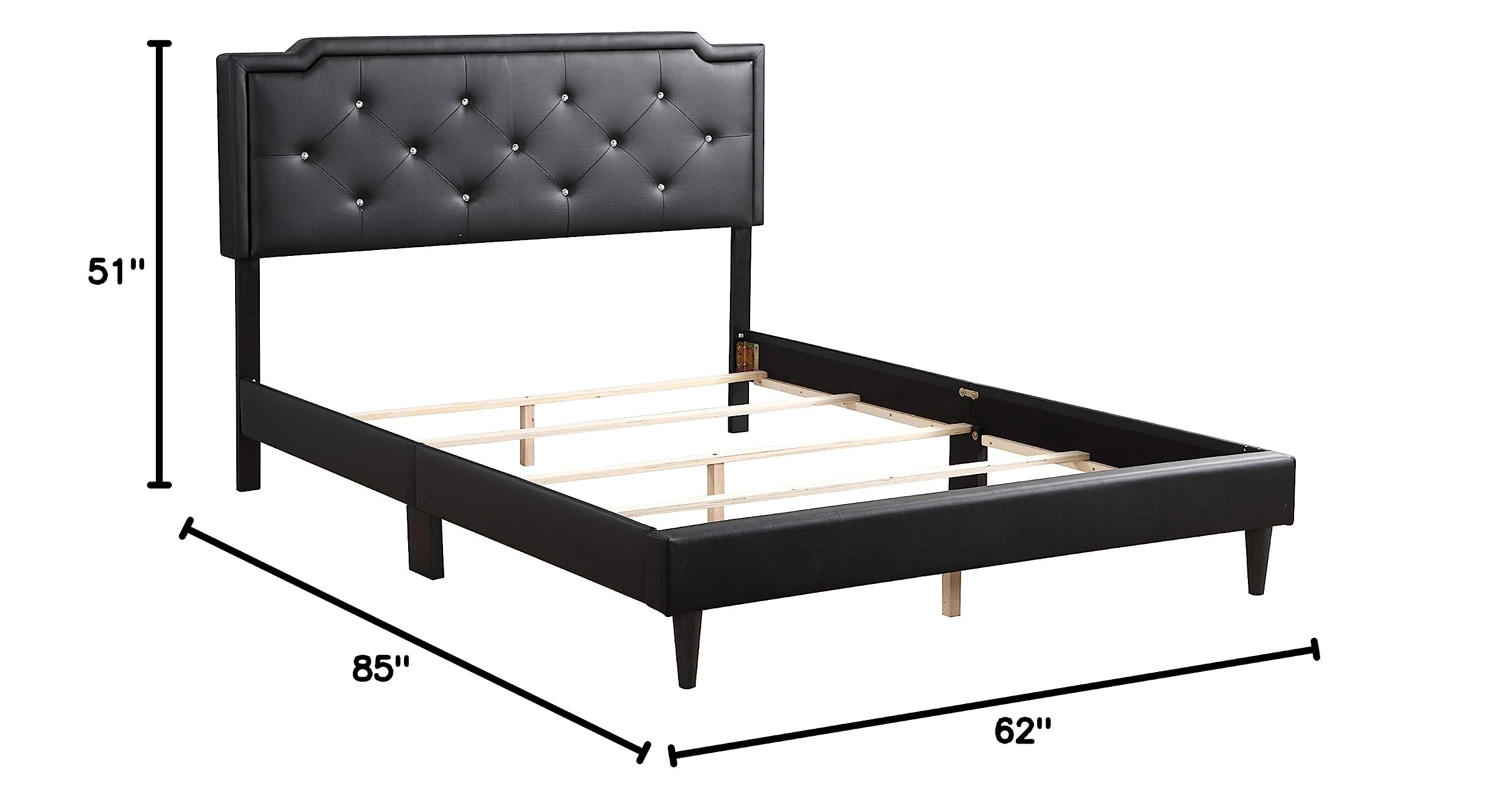 Deb Velvet Upholstered Queen Size Bed Frame in Black - Luxury Upholstered Bedroom Furniture for Modern & Contemporary Bedrooms