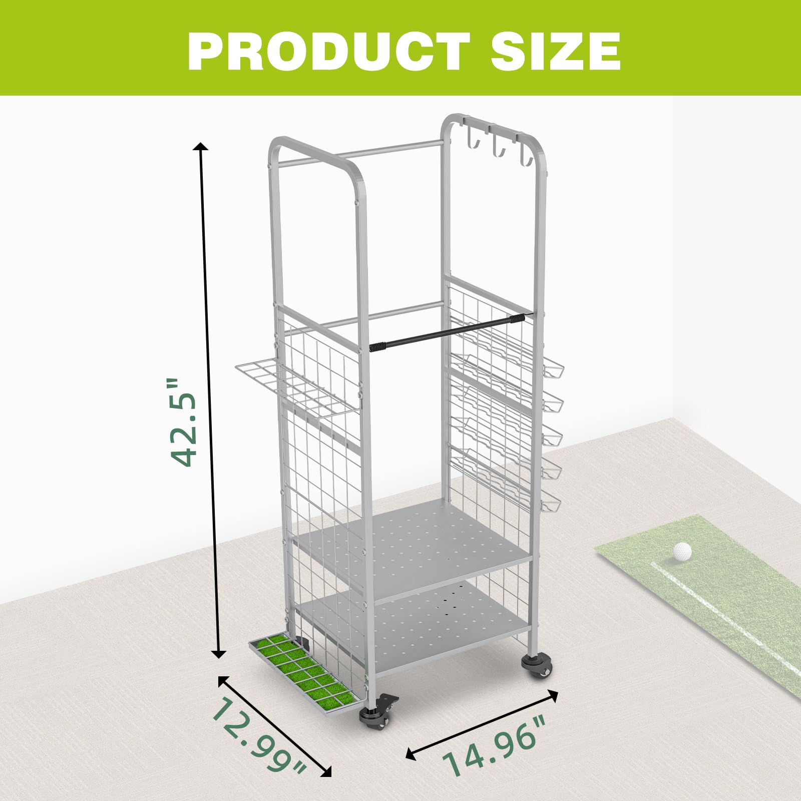 Premium Golf Bag Storage Organizer - Heavy Duty Golf Club Rack & Equipment Holder for Garage, Shed, Basement | Space Saving Golf Gear Solution for Home & Club Storage | Perfect for Golf Enthusiasts & Professional Players