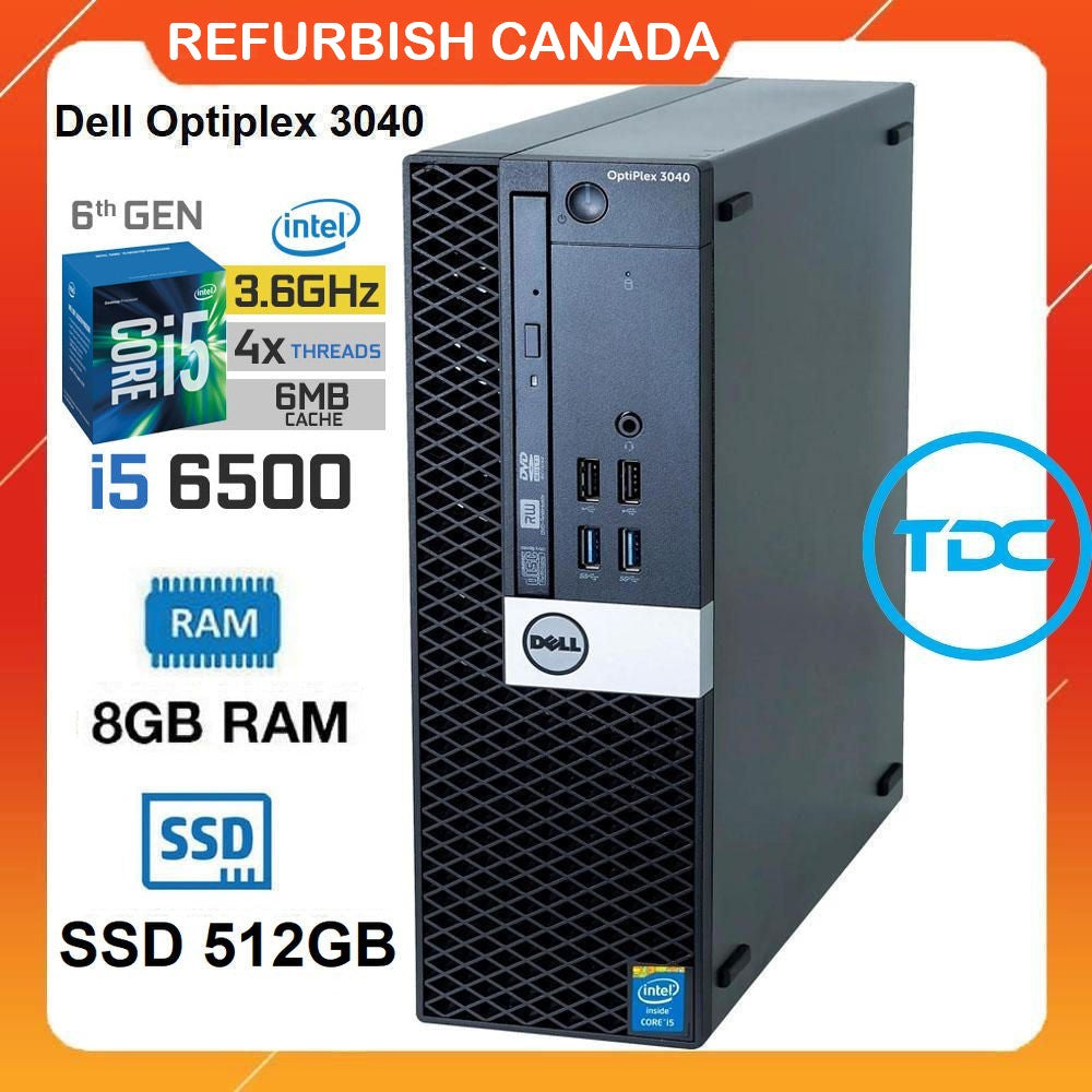 Dell OptiPlex 3040 SFF Desktop Computer - Intel Core i5-6500 6th Gen Quad-Core 3.2GHz, 8GB RAM, 512GB SSD, Intel HD 530 Graphics, WiFi, Windows 10 Pro (64-bit) - Compact Small Form Factor PC with Keyboard & Mouse - Perfect for Home Office, Business & Productivity Tasks - 1 Year Warranty