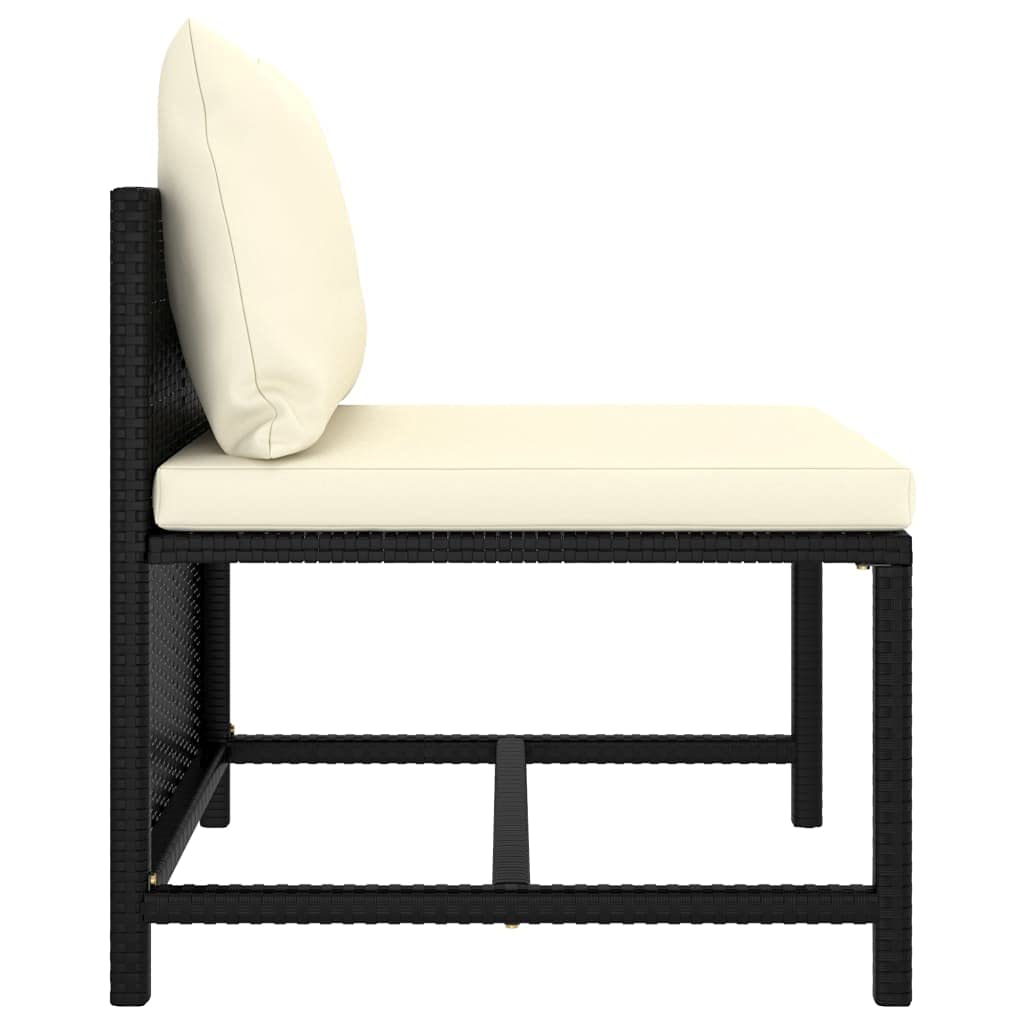 6-Piece Patio Furniture Set - Outdoor Sectional Sofa with Cushions & Footstool, Modern Farmhouse Style Black Poly Rattan - Perfect for Garden, Backyard, Poolside & Patio Relaxation