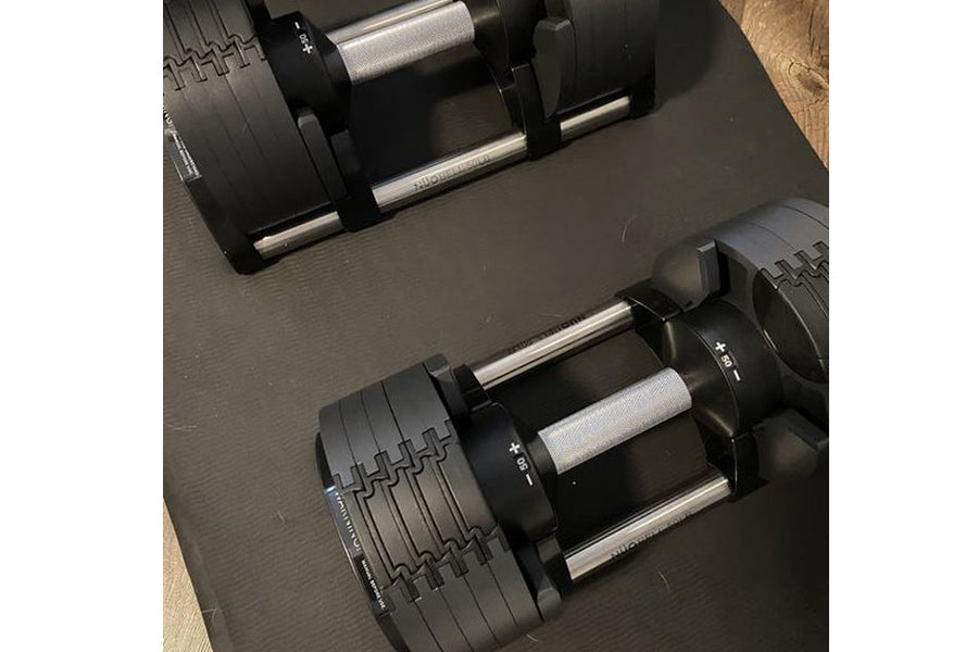 NÜOBELL 50lb Adjustable Dumbbells Set - Premium Matte Black Home Gym Weights for Strength Training & Fitness Workouts