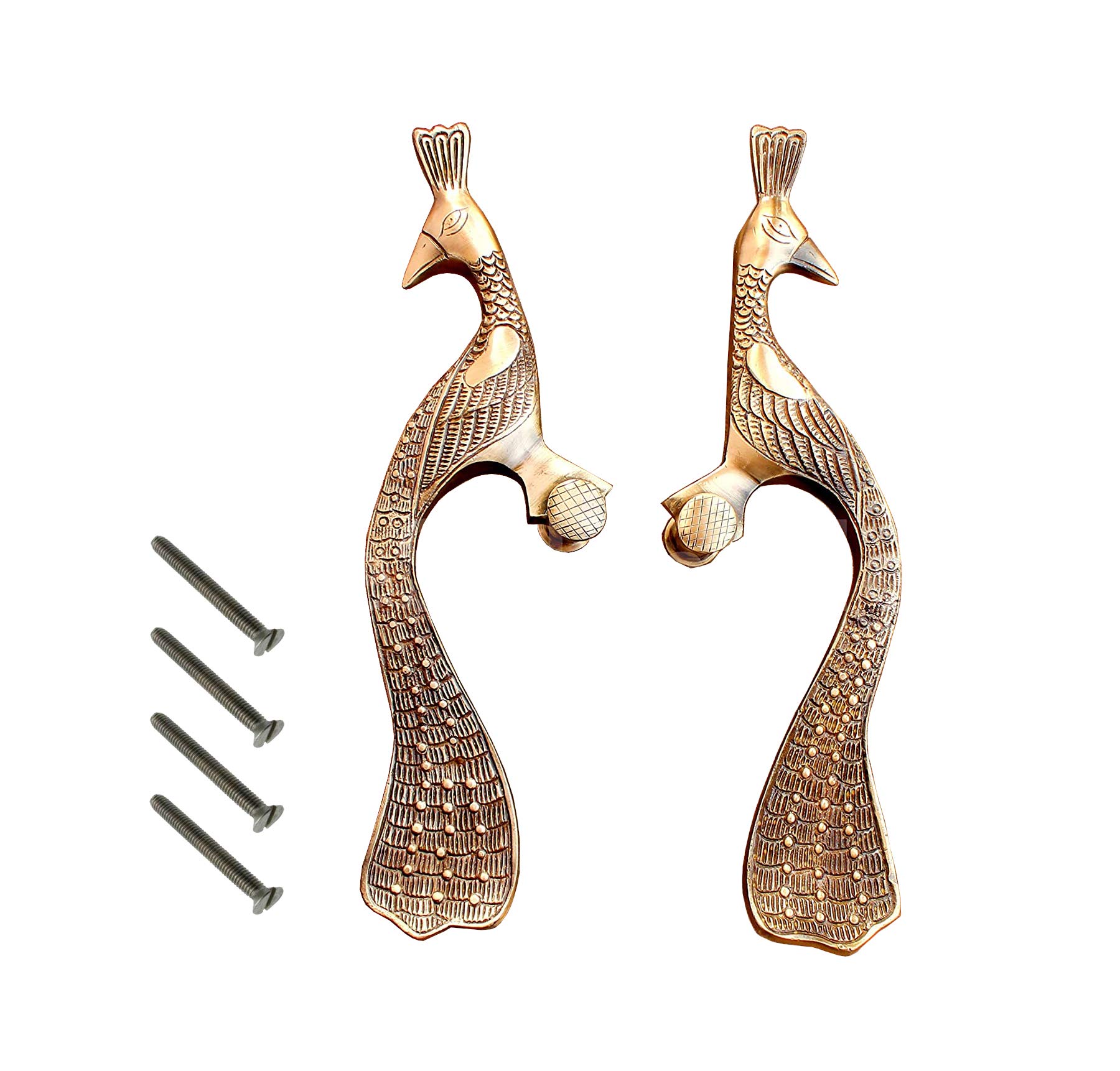 Premium Peacock-Shaped Brass Door Handles (2-Pack) - 13