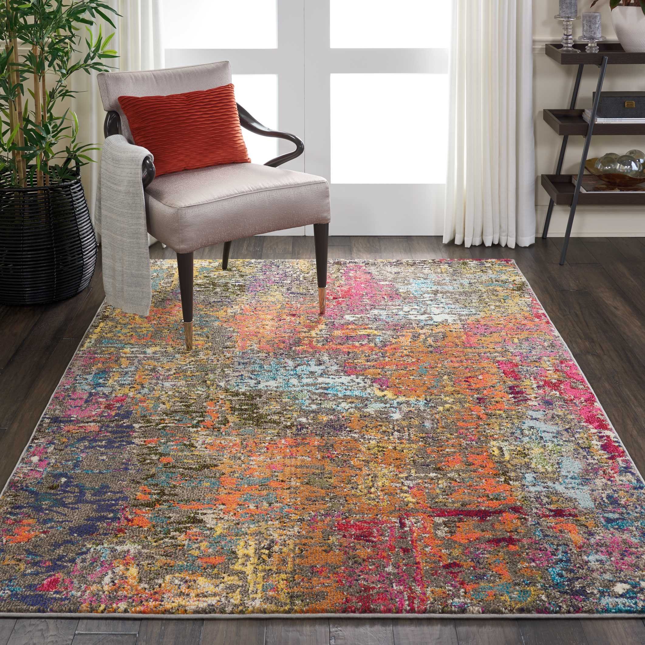 Nourison Celestial Multicolor Sunset Vintage Abstract Area Rug 4' x 6' - Non-Shedding, Easy Cleaning - Perfect for Bedroom, Living Room, Dining Room & Kitchen Decor