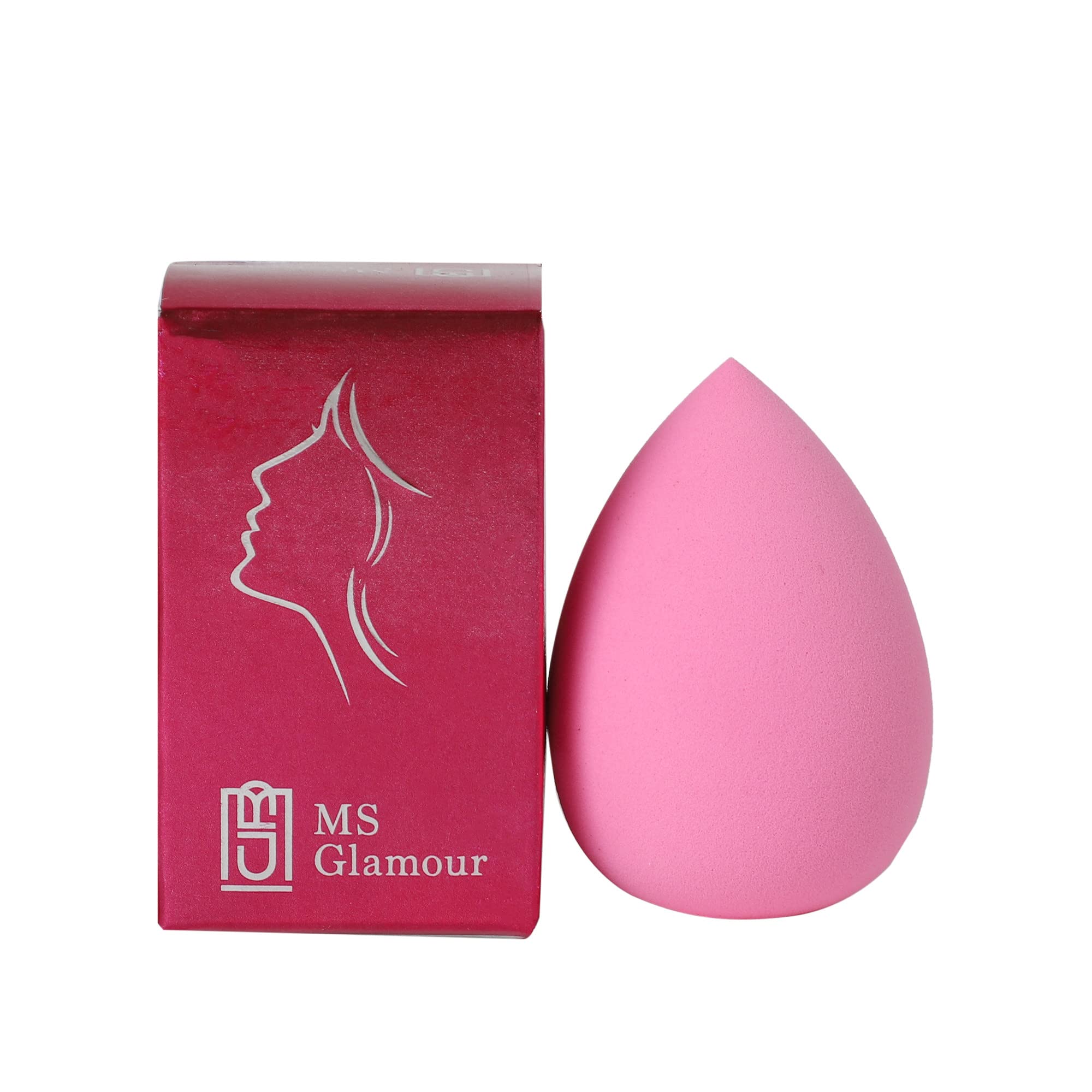 MS Glamour Beauty Blender Makeup Sponge - Professional Cosmetic Blending Sponge for Foundation & Concealer (Pink) - Perfect for Flawless Makeup Application at Home or Salon