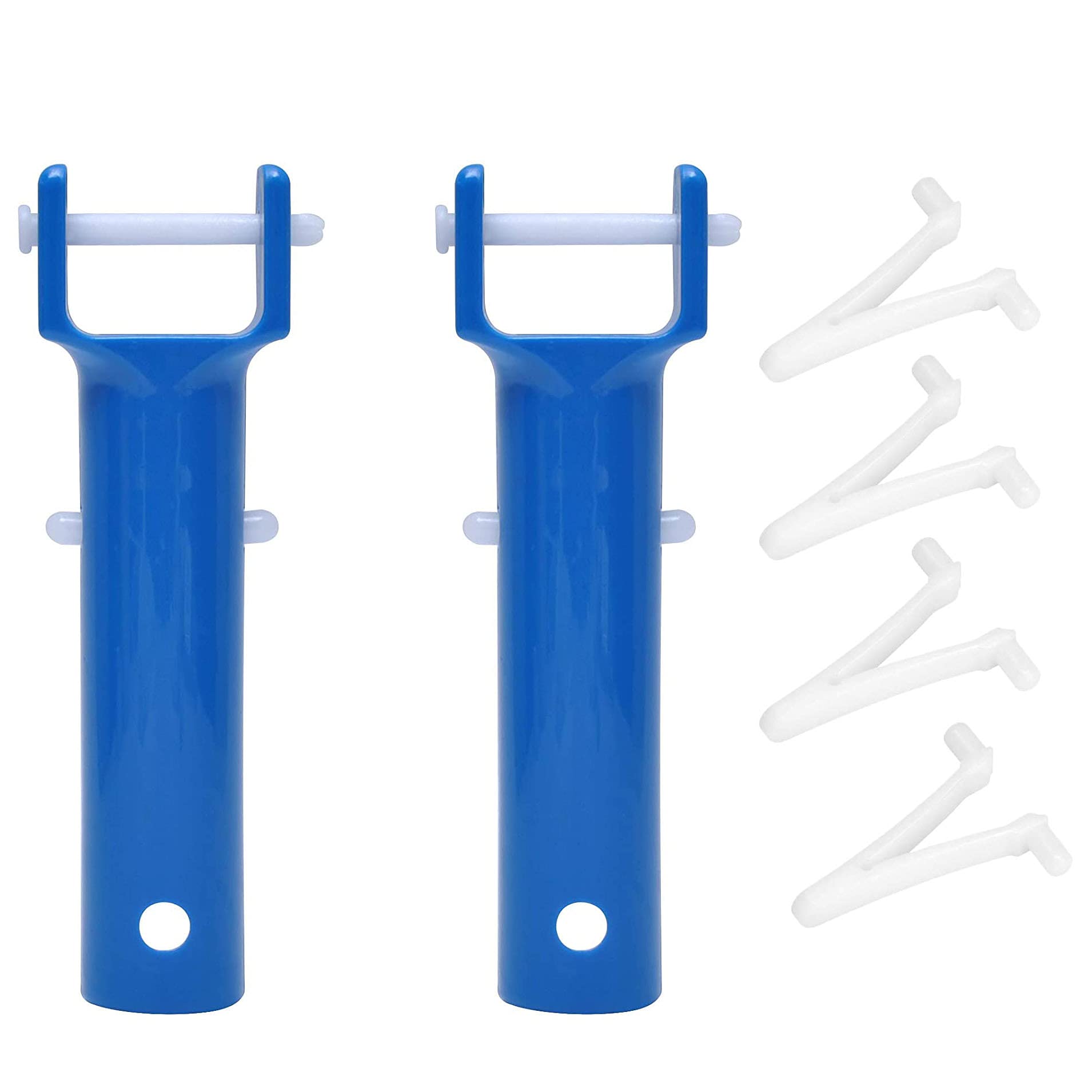 MEETOOT 2-Pack Universal Vacuum Pool Brush Handle Replacement - Blue Color with V Clips & Pins for Swimming Pool & Spa Cleaning | Perfect for In-Ground & Above Ground Pool Maintenance