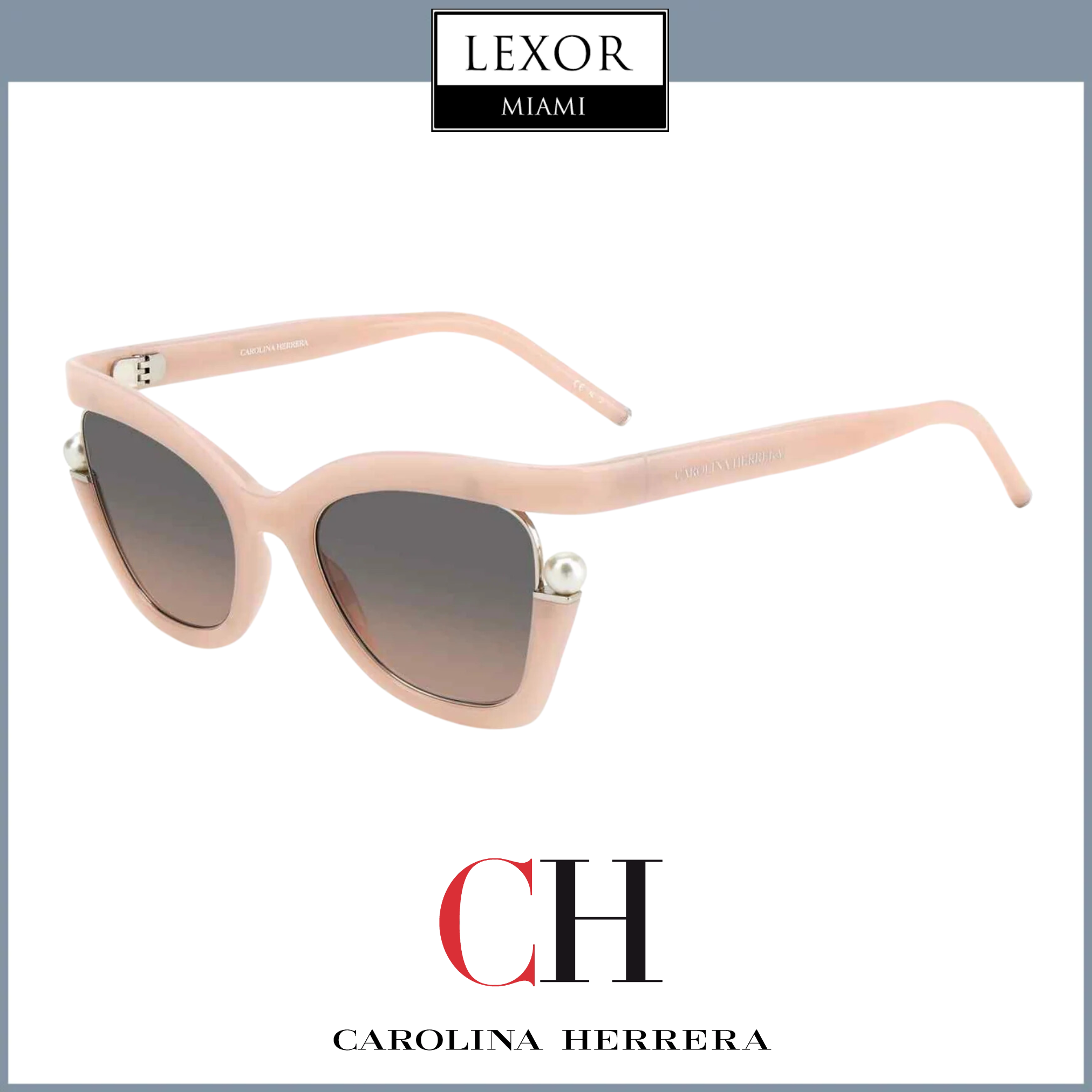 Carolina Herrera CH 0002/S 0FWM FF NUDE Women's Fashion Sunglasses - UV Protection & Polarized Lenses for Beach, Driving & Outdoor Activities
