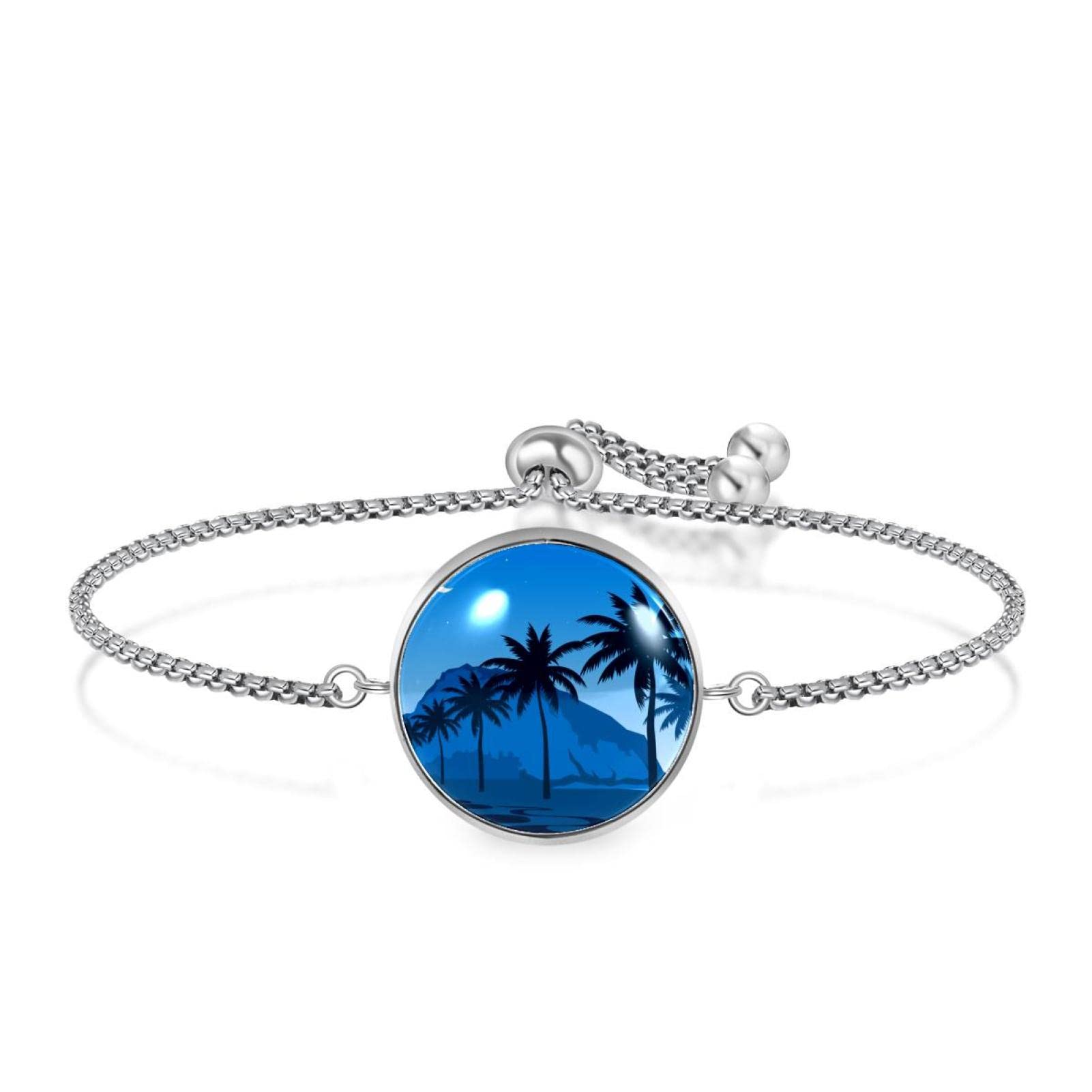 Stainless Steel Charm Bracelet for Women - Elegant Palm Pendant Bracelet, Perfect Gift for Her | Night Out, Date Night, Special Occasions Jewelry