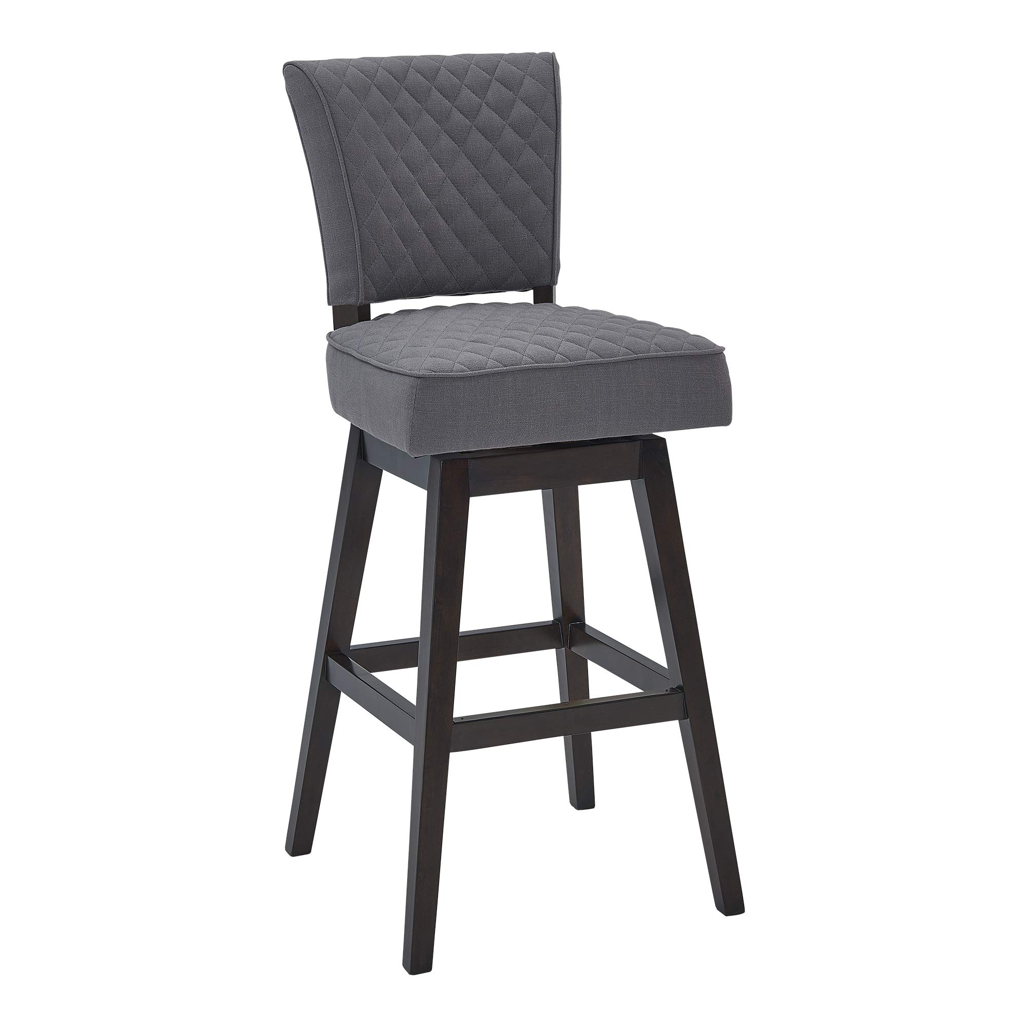 Armen Living Cleburne Tufted Swivel Kitchen Bar Stool - 26 Inch Counter Height Barstool with Padded Seat, Gray - Perfect for Kitchen Islands, Breakfast Bars & Home Decor