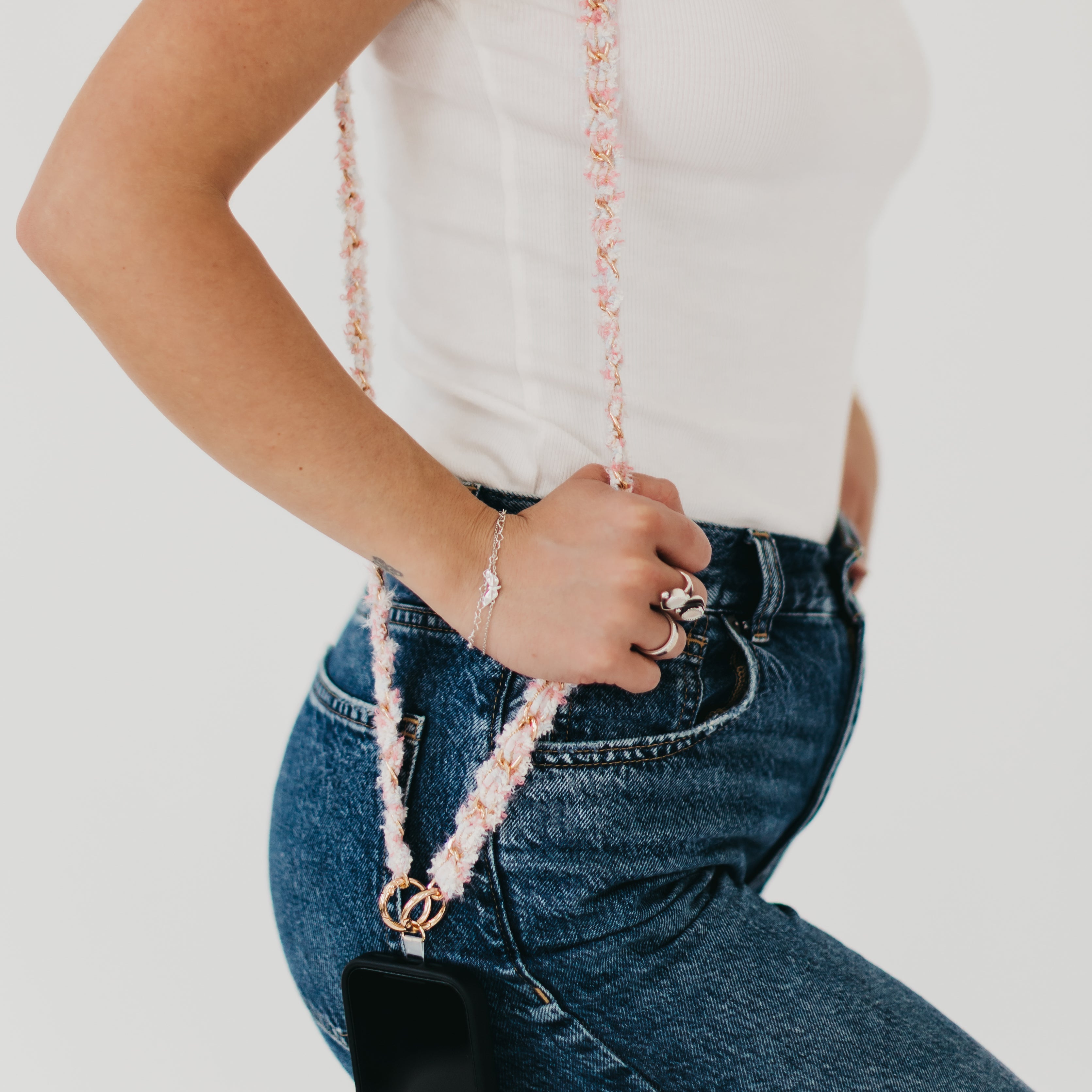 Stylish Tweed Phone Holder Crossbody Strap - Hands-Free Convenience for Shopping, Travel & Everyday Use