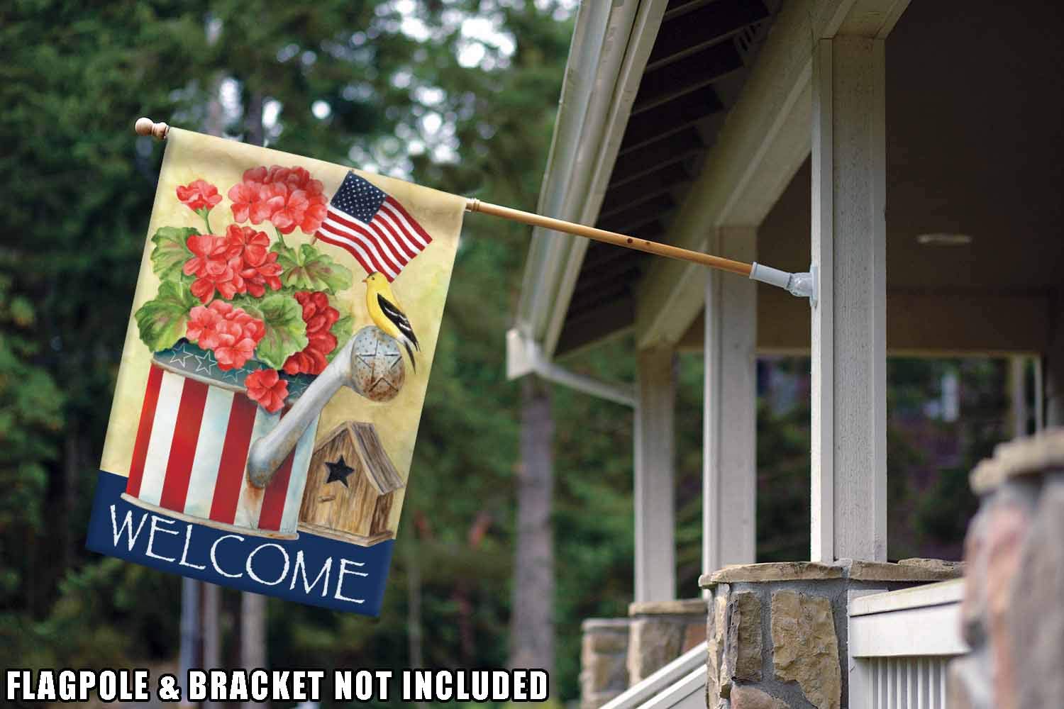 Toland Home Garden Patriotic Watering Can Flag - 28x40 Inch Double Sided Outdoor Garden Flag with American Flag Design for Yard, House, Flower Bed Decoration | Perfect for 4th of July, Memorial Day & Patriotic Home Decor