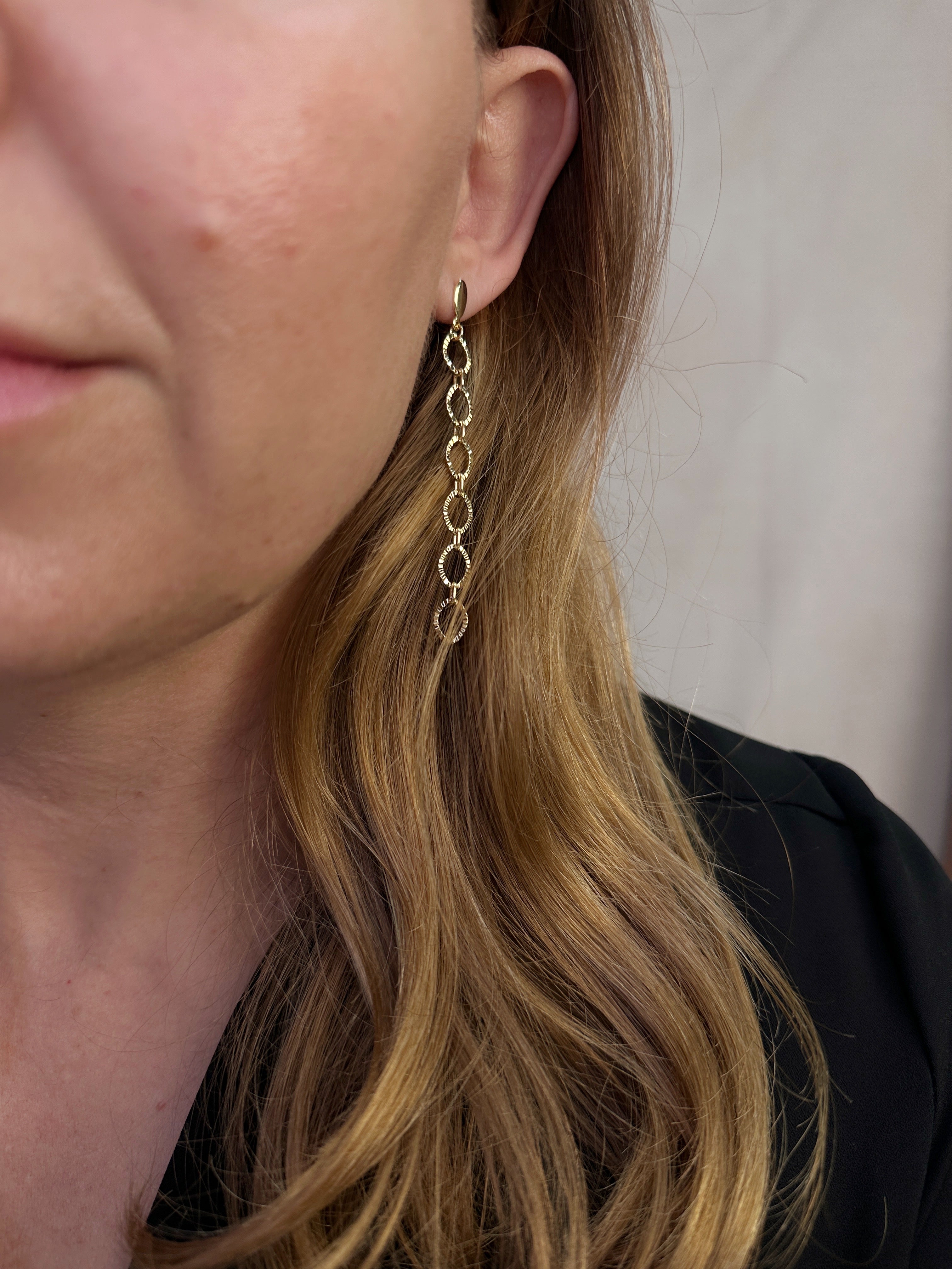 18K Gold Filled Diamond Cut Fancy Chain Earrings for Women - Elegant Dangle Drop Earrings for Party, Wedding & Evening Wear - Hypoallergenic Fashion Jewelry Gift