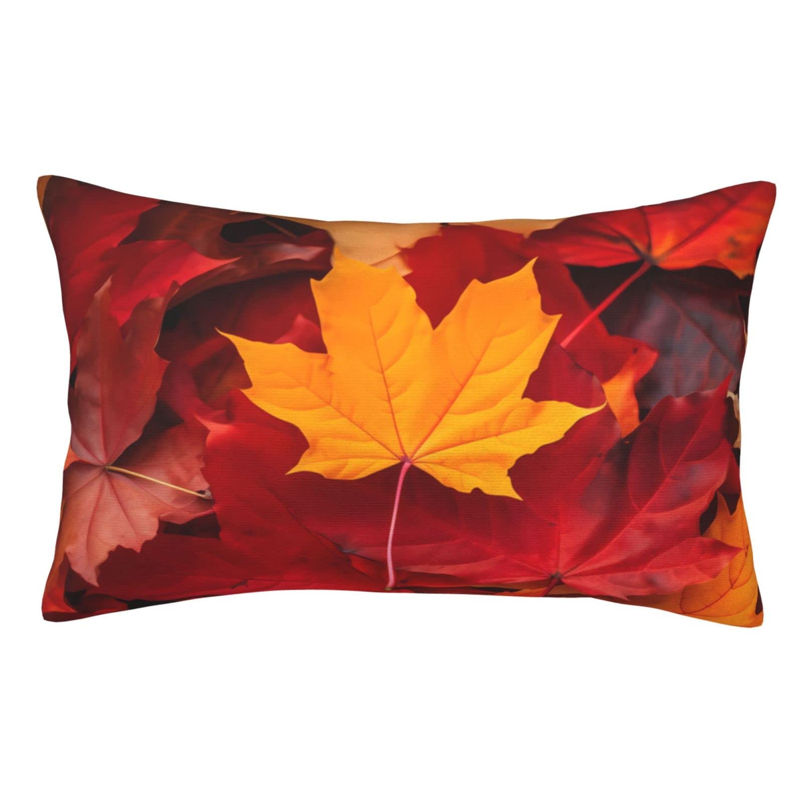 Autumn Leaves Decorative Pillow Covers 20x30 Inches - Fall Foliage Print Zippered Throw Pillowcases for Sofa, Bed, Couch - Perfect for Home Decor, Living Room, Bedroom & Seasonal Thanksgiving Decor