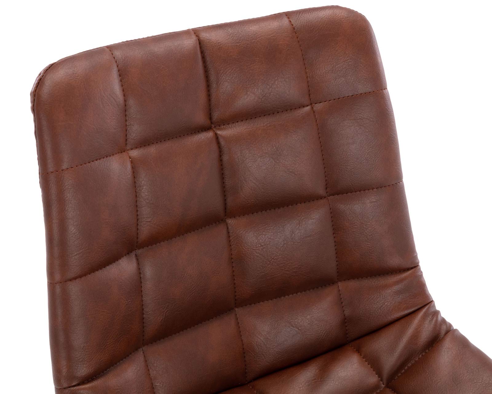 Ergonomic Armless Desk Chair - Faux Leather Adjustable Swivel Rolling Task Chair for Home Office, Study Room & Workspace - Modern Computer Chair in Brown