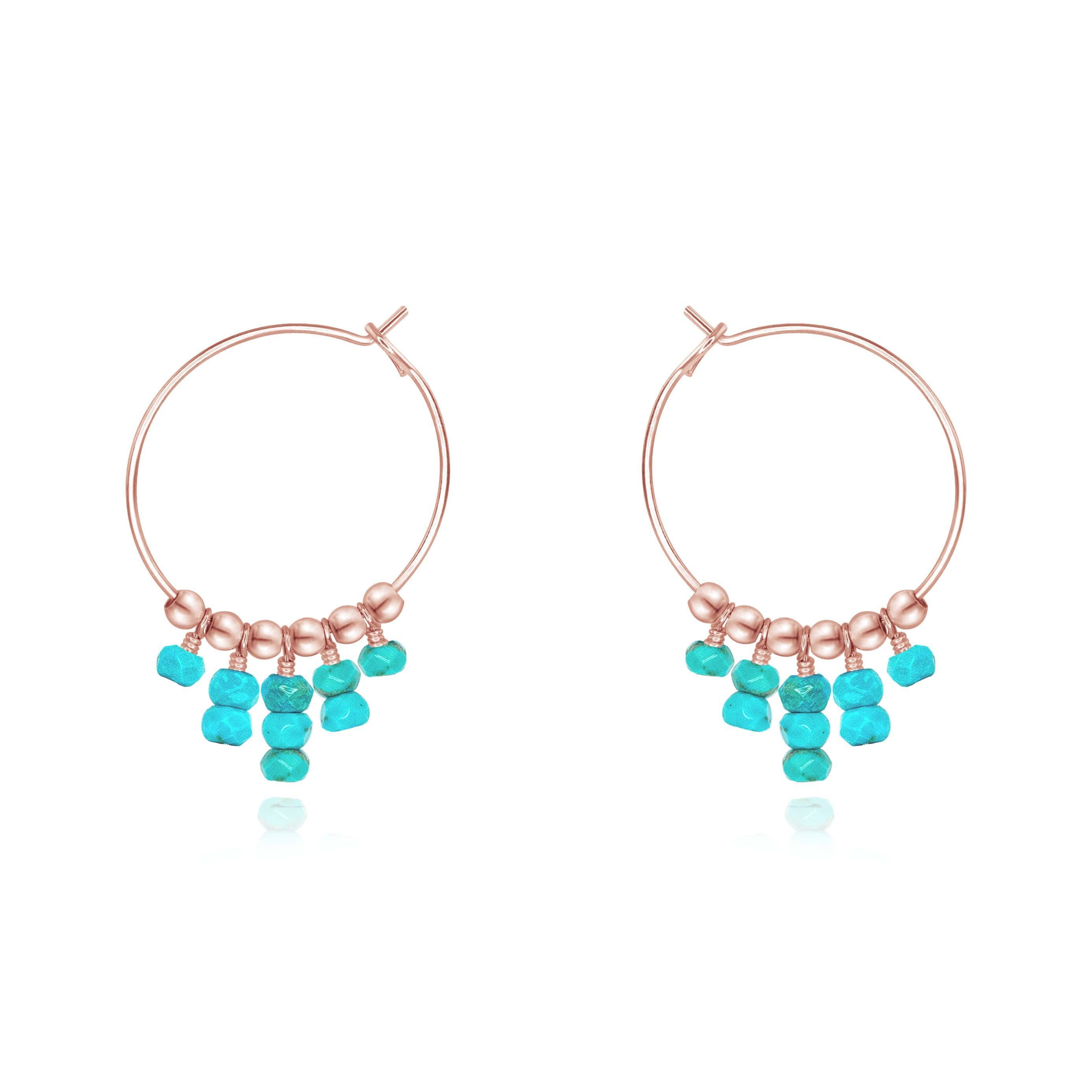 Turquoise Statement Hoop Earrings for Women - Large Boho Chic Dangle Earrings - Handmade Jewelry for Parties, Weddings & Everyday Wear