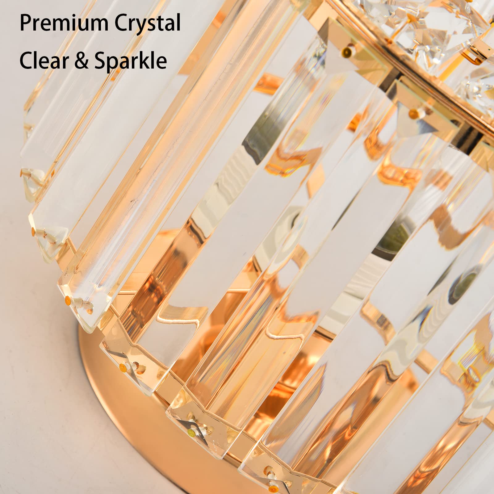 Crystal Ceiling Light Fixture - Gold Semi Flush Mount Chandelier with Crystal Accents for Bedroom, Kitchen, Hallway, Dining Room & Living Room | Elegant Lighting for Home Decor, Entryway & Bar Areas