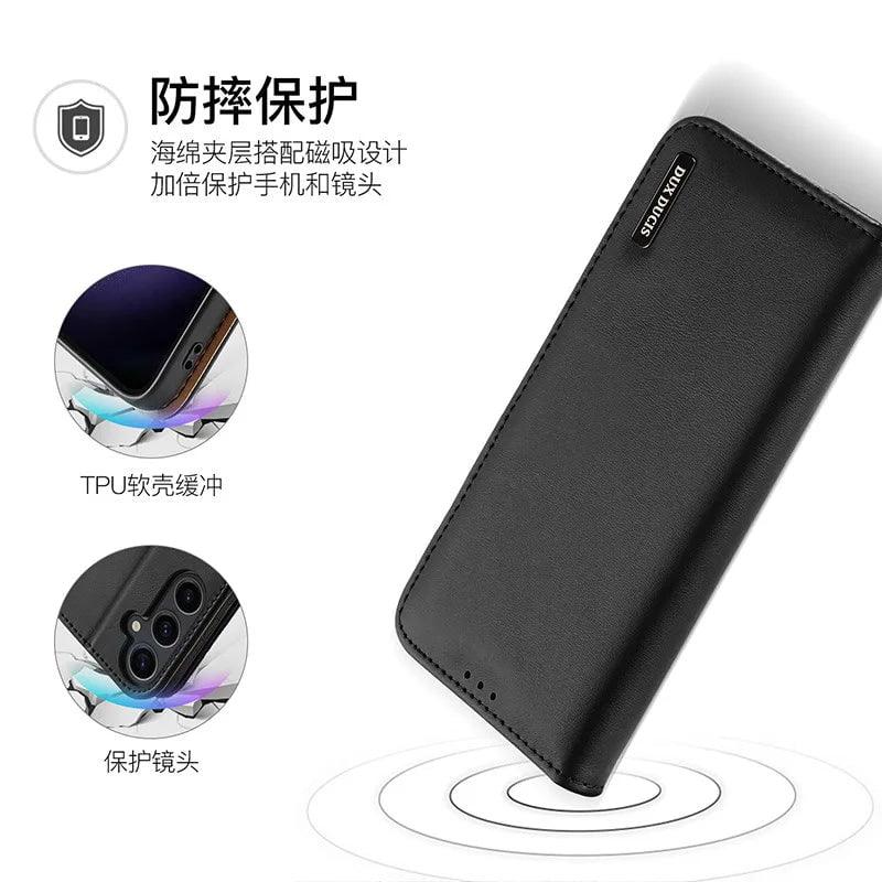 DuxDucis Galaxy S24 Genuine Leather Wallet Case - Premium Protective Cover with Card Slots for Samsung Galaxy S24 - Perfect for Business, Travel & Everyday Use