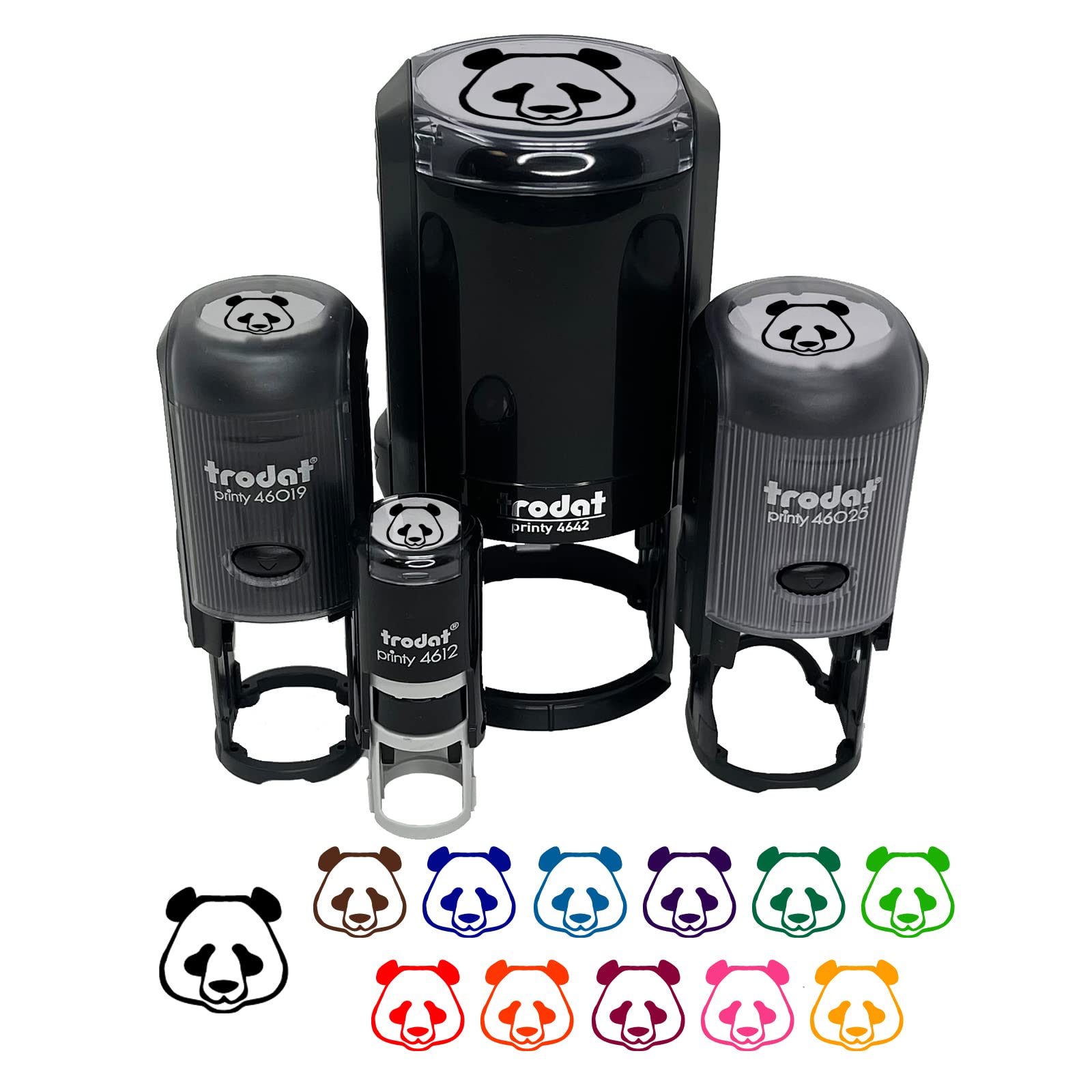 Panda Face Self-Inking Rubber Stamp - 1 Inch Medium Stamp with Red Ink for Crafting, Scrapbooking, Planner Decoration & DIY Projects - Cute Animal Stamp for Journals, Cards, and Gift Wrapping