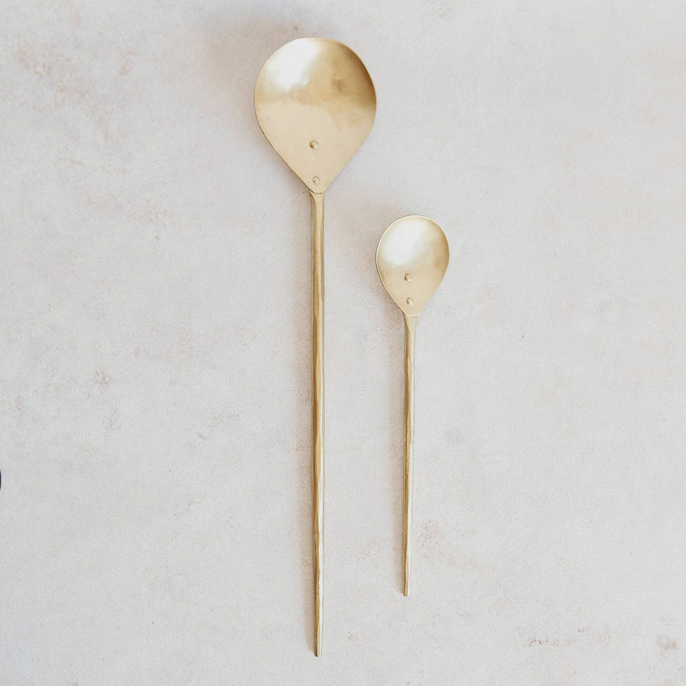 Hand Forged Brass Spoon Set - Premium Kitchen Utensils for Cooking, Serving & Dining - Perfect for Restaurants, Home Chefs & Gift Giving