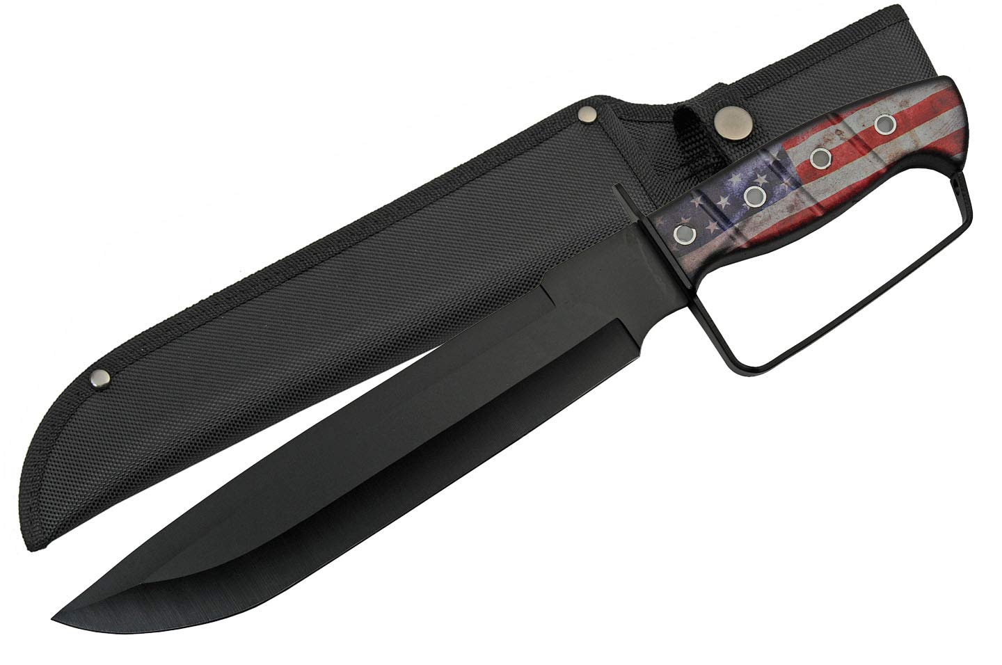 Szco Supplies American D Guard Hunting Knife 211507 - Black Tactical Fixed Blade Knife for Outdoor Camping, Hunting & Survival | Durable & Sharp