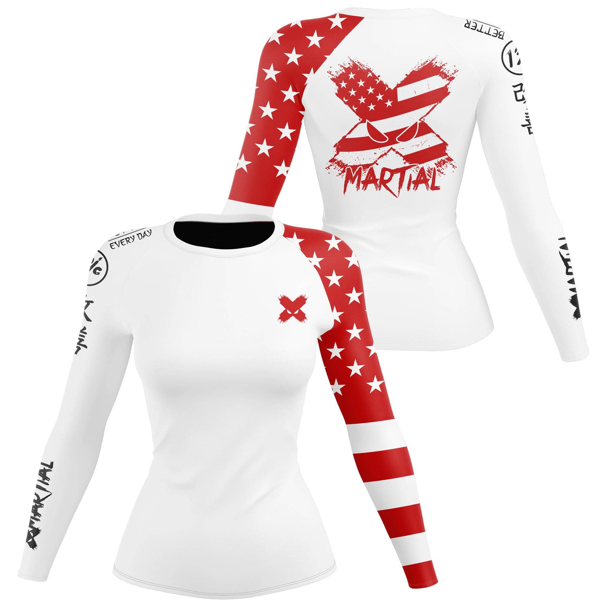 American Fighter Women's BJJ Rash Guard - Compression Long Sleeve Top for Brazilian Jiu-Jitsu, MMA & No-Gi Grappling - Moisture Wicking & UV Protection for Training & Competition