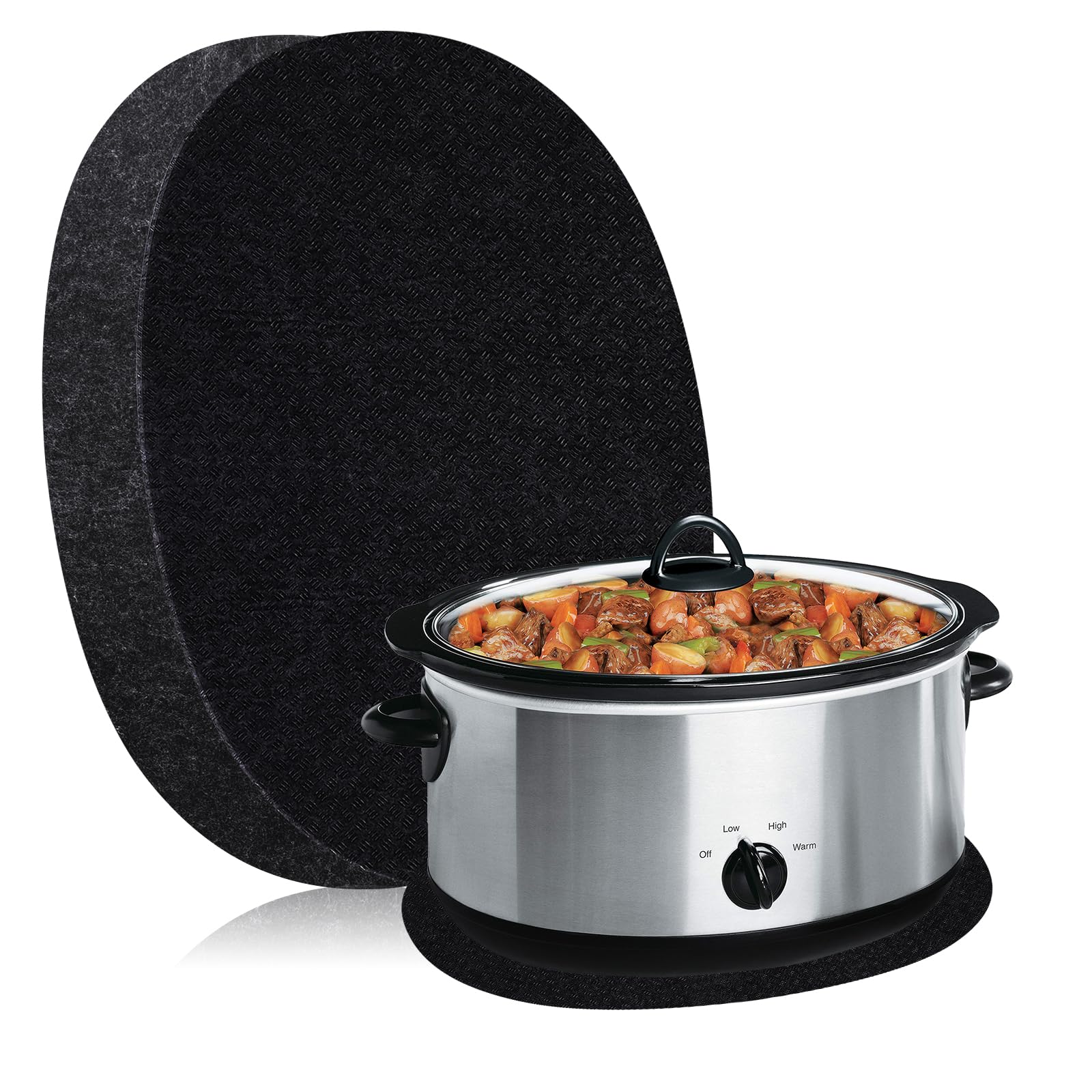 Heat Resistant Slow Cooker Mat with Non-Slip Base - 2 Pack Countertop Protector for Crock Pot, Hamilton Beach & 3-10 Quart Slow Cookers - Perfect for Kitchen Countertops & Dining Table Protection