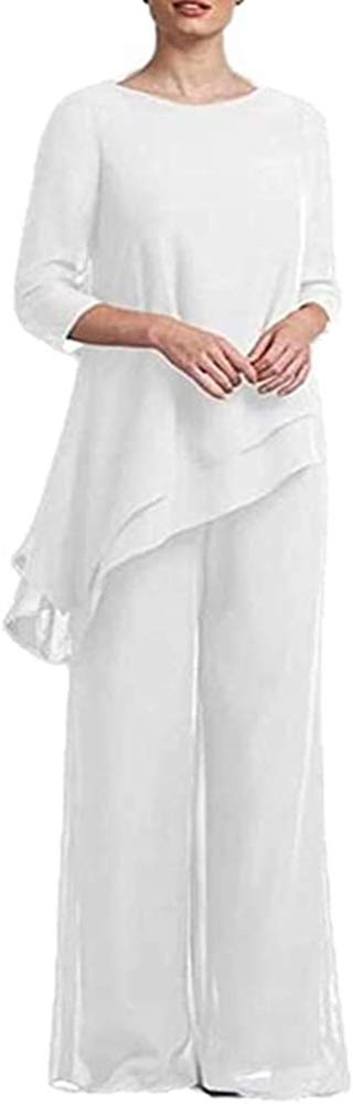2-Piece Chiffon Mother of the Bride Pantsuit Dress for Women - Elegant Wedding Guest Outfit for Special Occasions & Formal Events