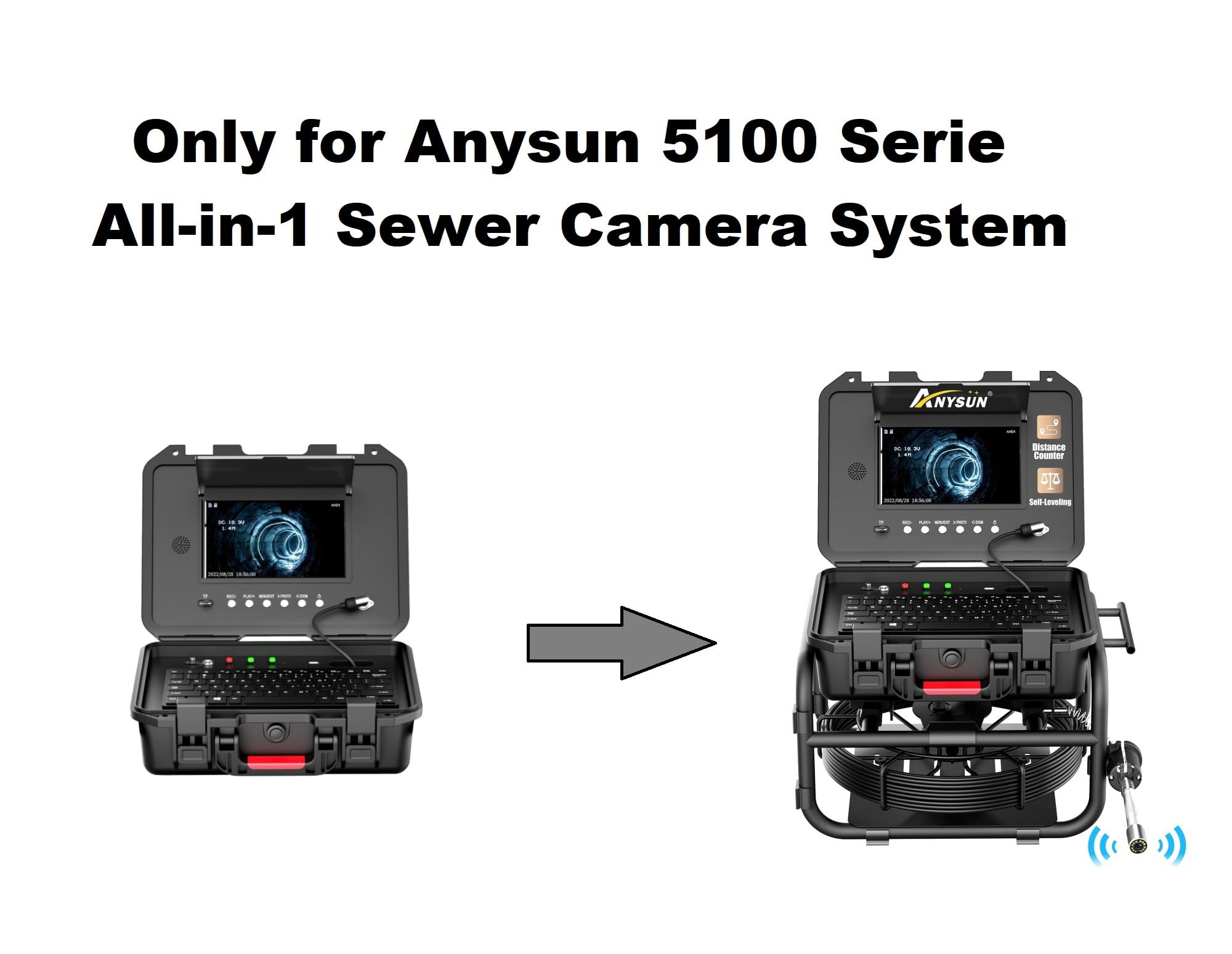 Anysun 5100 Sewer Camera Replacement Control Box with Monitor & Keyboard - Compatible with Anysun 5100 Series All-in-One Sewer Inspection System - Perfect for Plumbing Professionals & Drain Cleaning Services