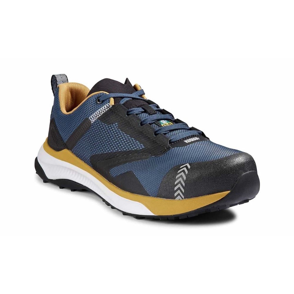 Kodiak Quicktrail Men's Composite Toe Work Safety Athletic Shoes - Lightweight & Slip-Resistant for Construction & Outdoor Work (Navy/Gold) | Perfect for Job Sites, Hiking & Industrial Environments