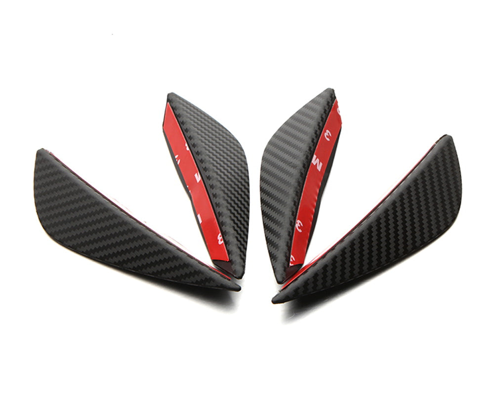 4pcs Car Black Dry Carbon Fiber Front Bumper Canard & Body Diffuser Fins - Universal Fit for Sports Cars, Racing & Performance Vehicles - Enhances Aerodynamics & Styling