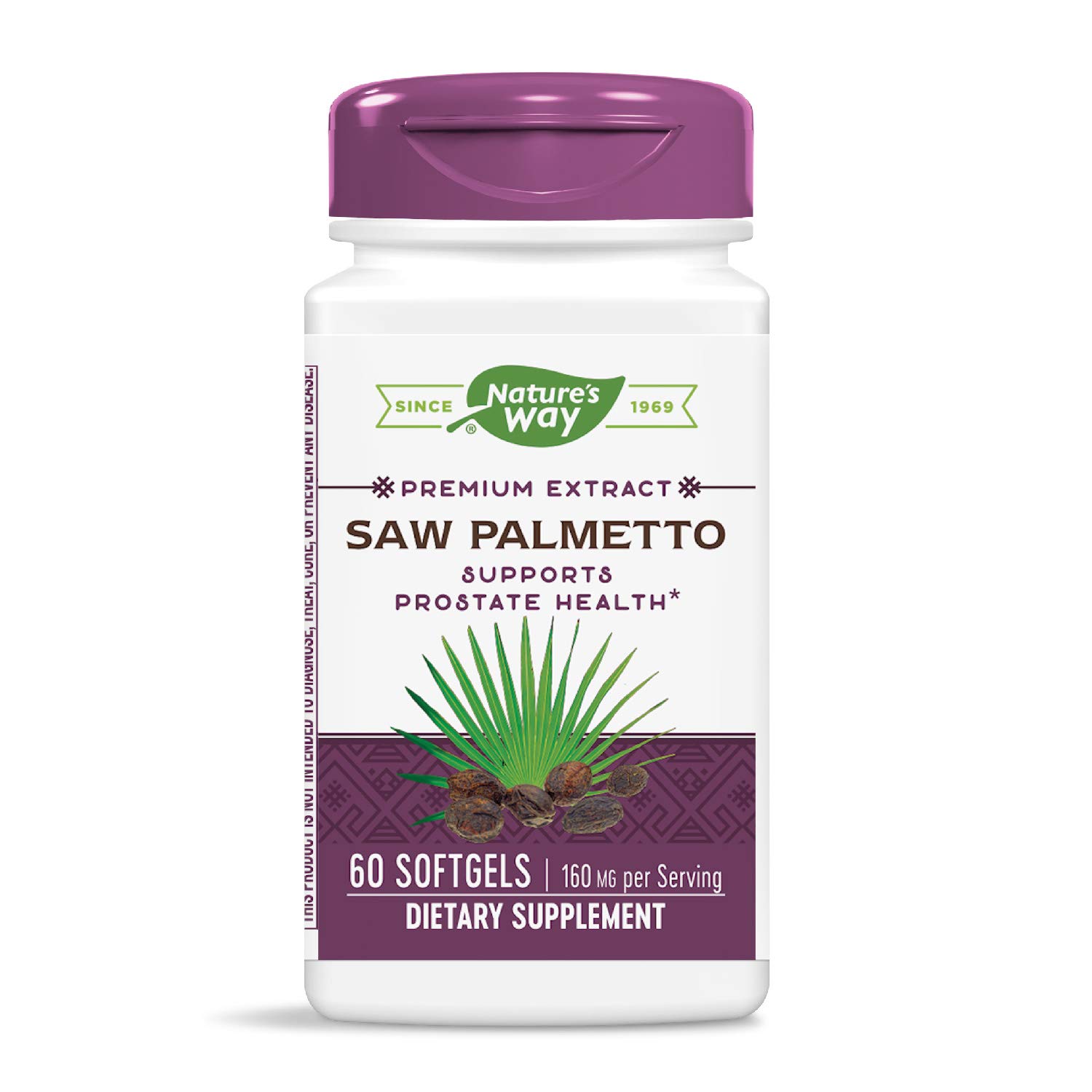 Nature's Way Saw Palmetto Supplement - 160mg per Serving, 60 Softgels for Prostate & Urinary Health - Supports Hair Growth & Hormonal Balance - Herbal Extract for Men's Wellness