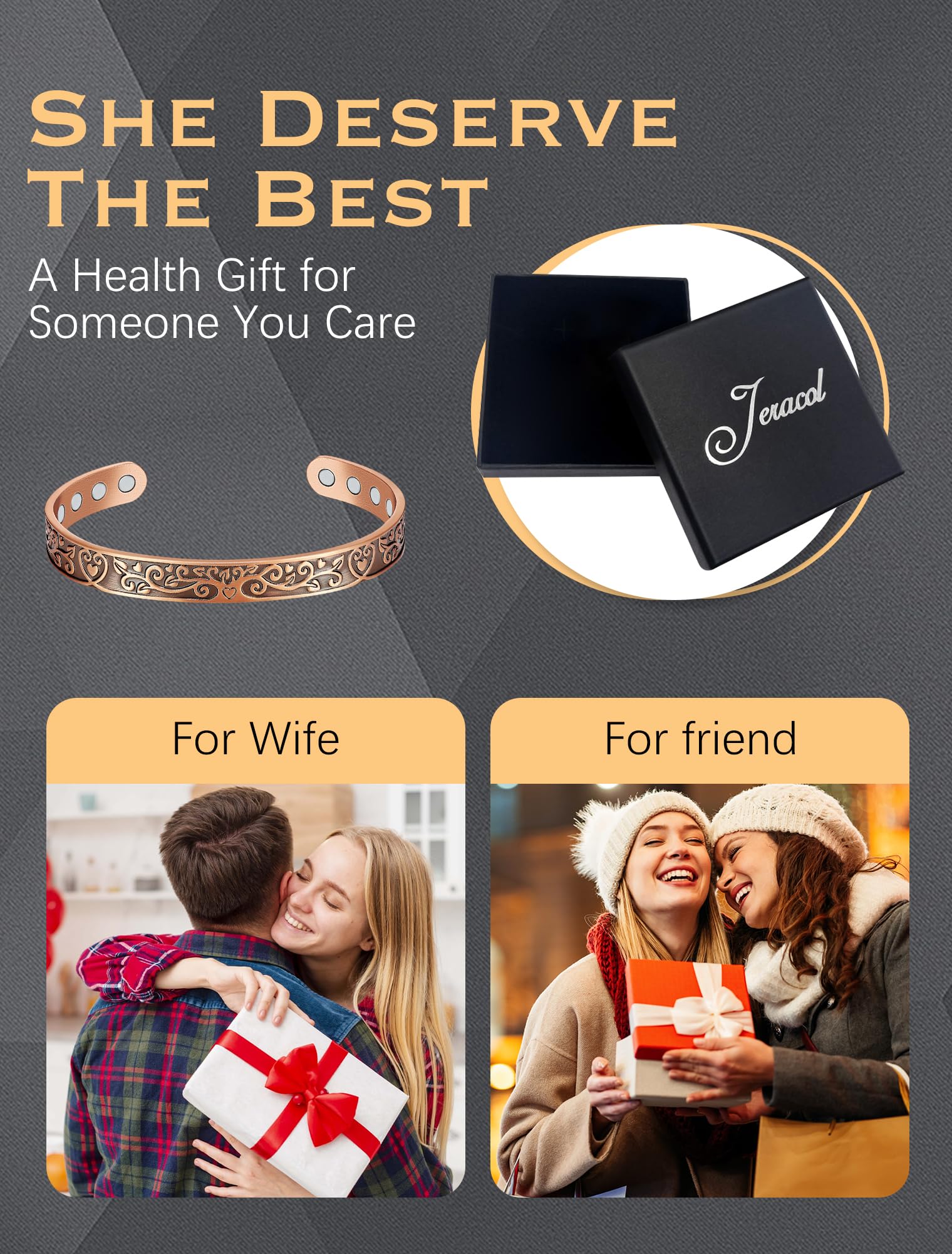 Jeracol 12X Ultra Strength Copper Bracelets for Men & Women - 99.99% Pure Solid Copper Magnetic Therapy Bracelet with Tree of Life Design - Arthritis Pain Relief & Improved Circulation - Comes with Elegant Gift Box - Perfect for Daily Wear, Yoga, Meditation & Wellness Gifts