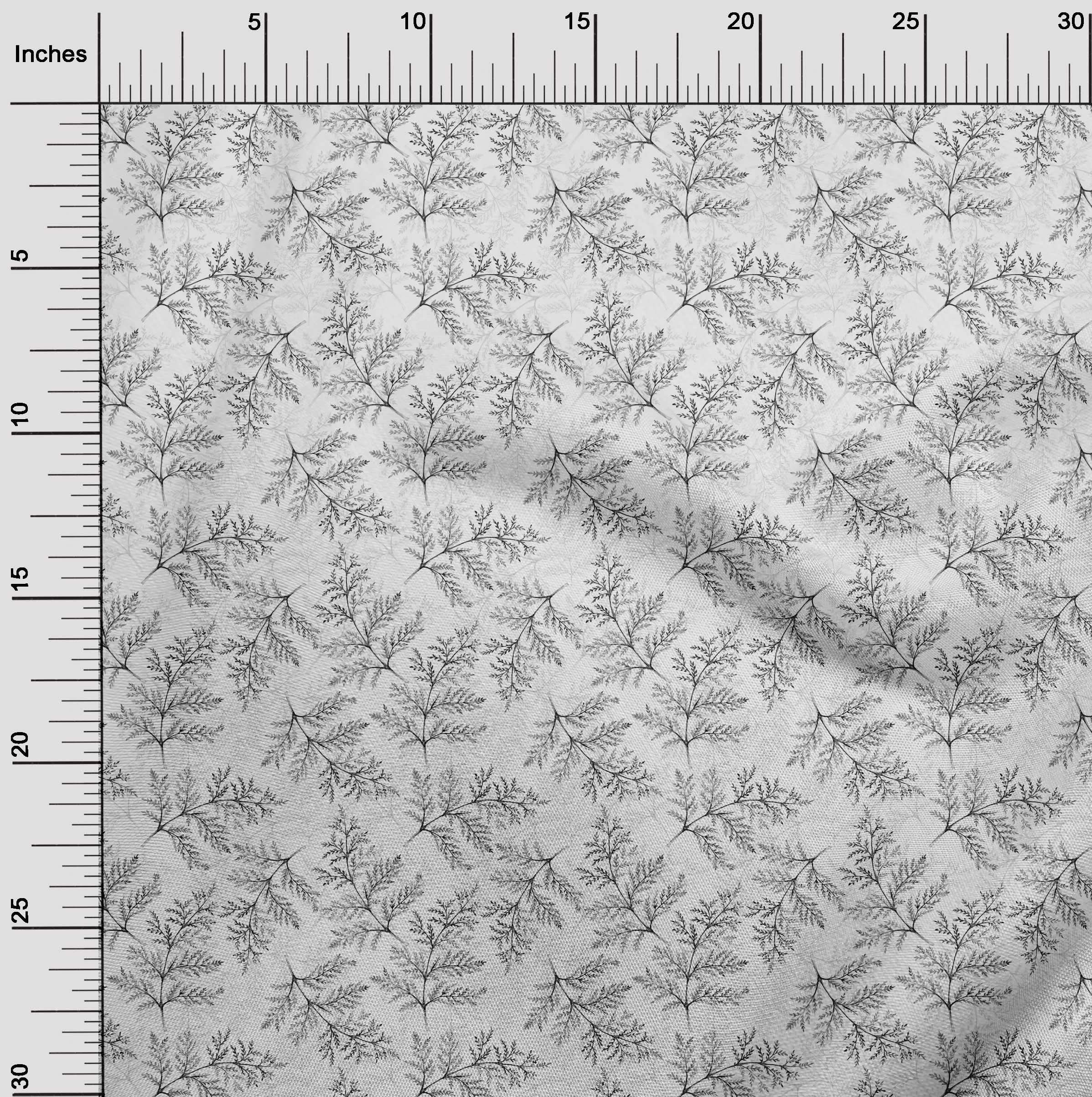 oneOone Polyester Spandex Gray Leaf Print Fabric - 56 Inch Wide Craft Material for Sewing, DIY Projects & Home Decor | Perfect for Curtains, Pillows & Quilting