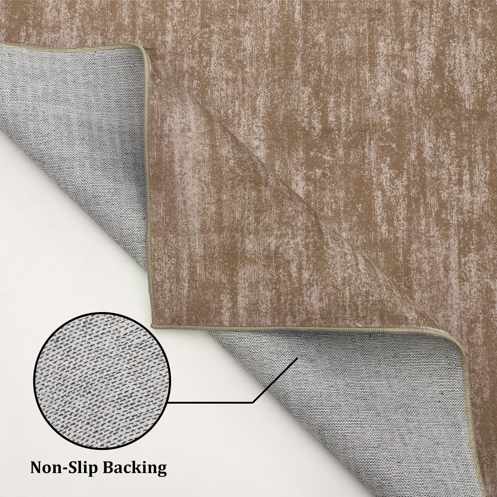 GARVEE 2x4 Small Contemporary Area Rug - Modern Solid Indoor Throw Carpet - Machine Washable Non-Slip Low Pile - Perfect for Living Room, Bedroom & Laundry - 2' x 4' Taupe - Cozy Home Decor & Space Defining Accent
