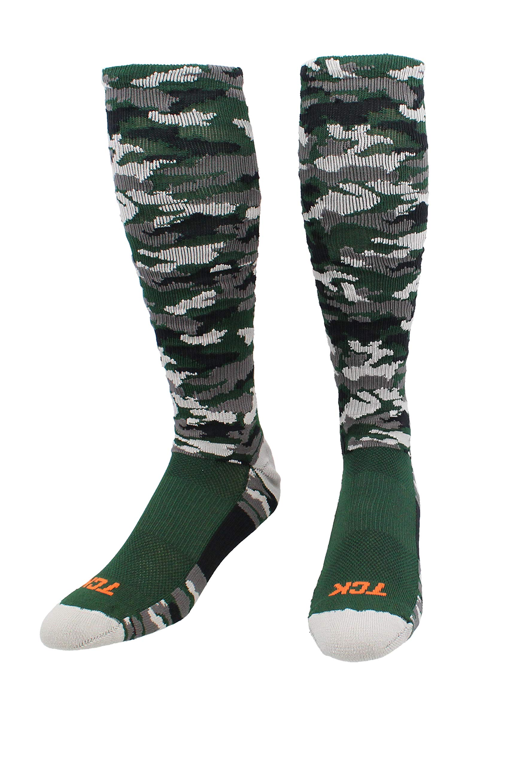 TCK Sports Elite Performance Over The Calf Camo Socks - Moisture Wicking, Breathable & Cushioned for Running, Hiking & Outdoor Activities