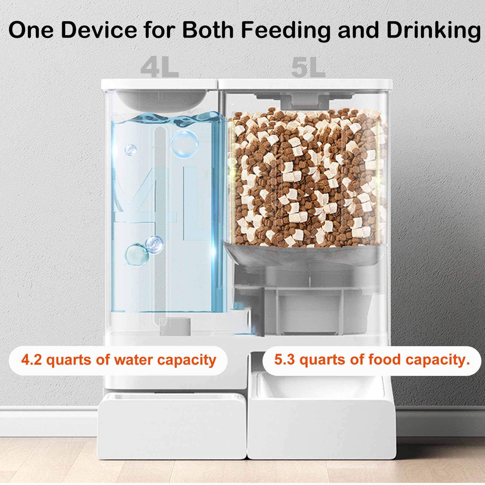Smart WiFi Pet Feeder and Water Dispenser 2-in-1 Set - Automatic Cat & Dog Food Dispenser with App Control for Home, Travel, and Office Use