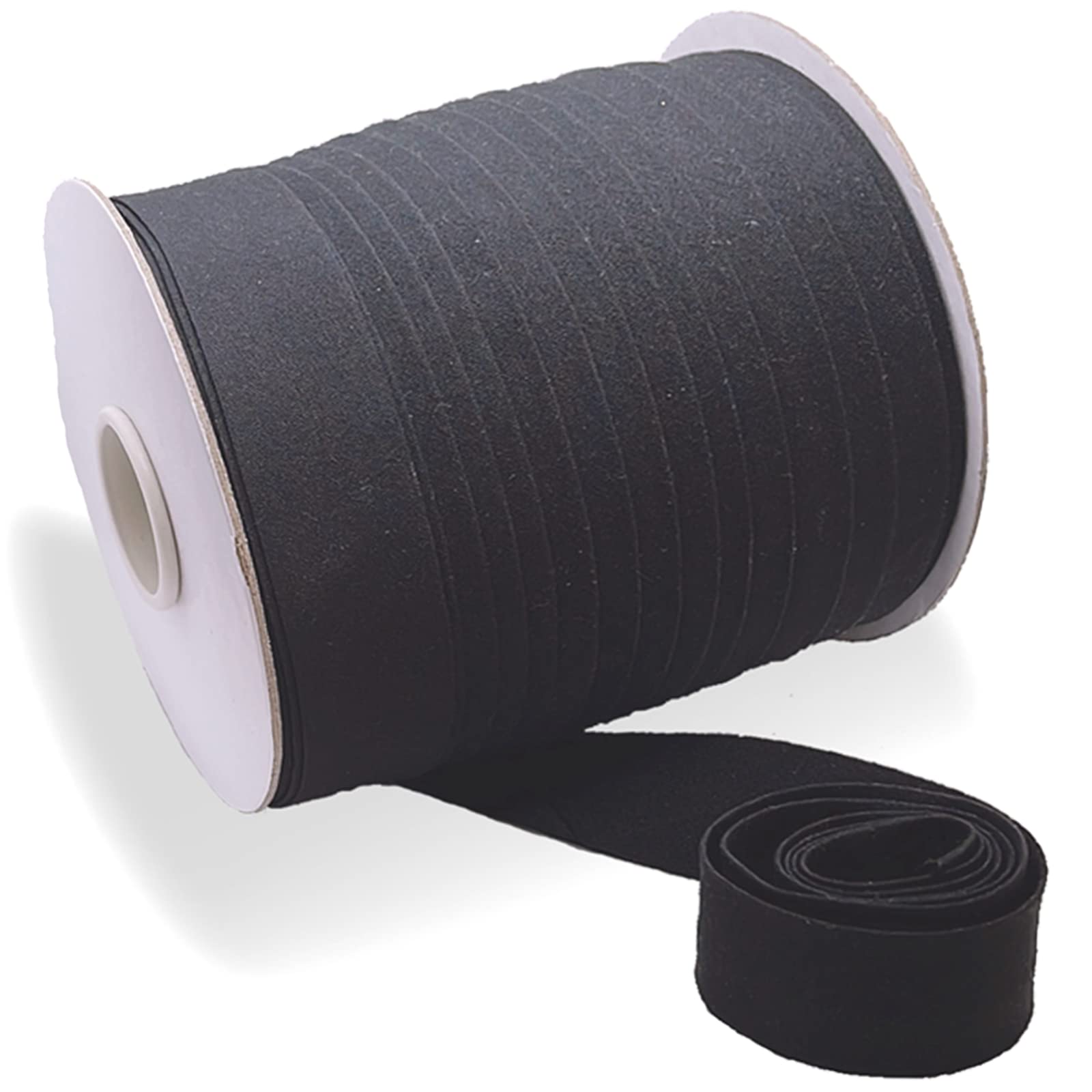 1 Inch Double Fold Bias Tape - 55 Yards Continuous Polyester Sewing Bias Binding for Quilting, Hemming & Apparel Crafts (Black, 25mm) - Perfect for DIY Garments, Home Decor & Fabric Projects