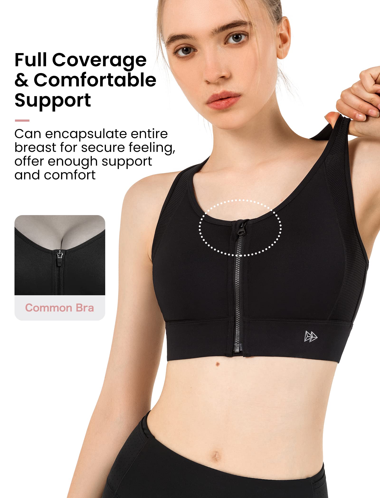Yvette High Impact Sports Bra for Women - Full Coverage, High Support Racerback Workout Bra - Plus Size Activewear for Running, Yoga & Gym