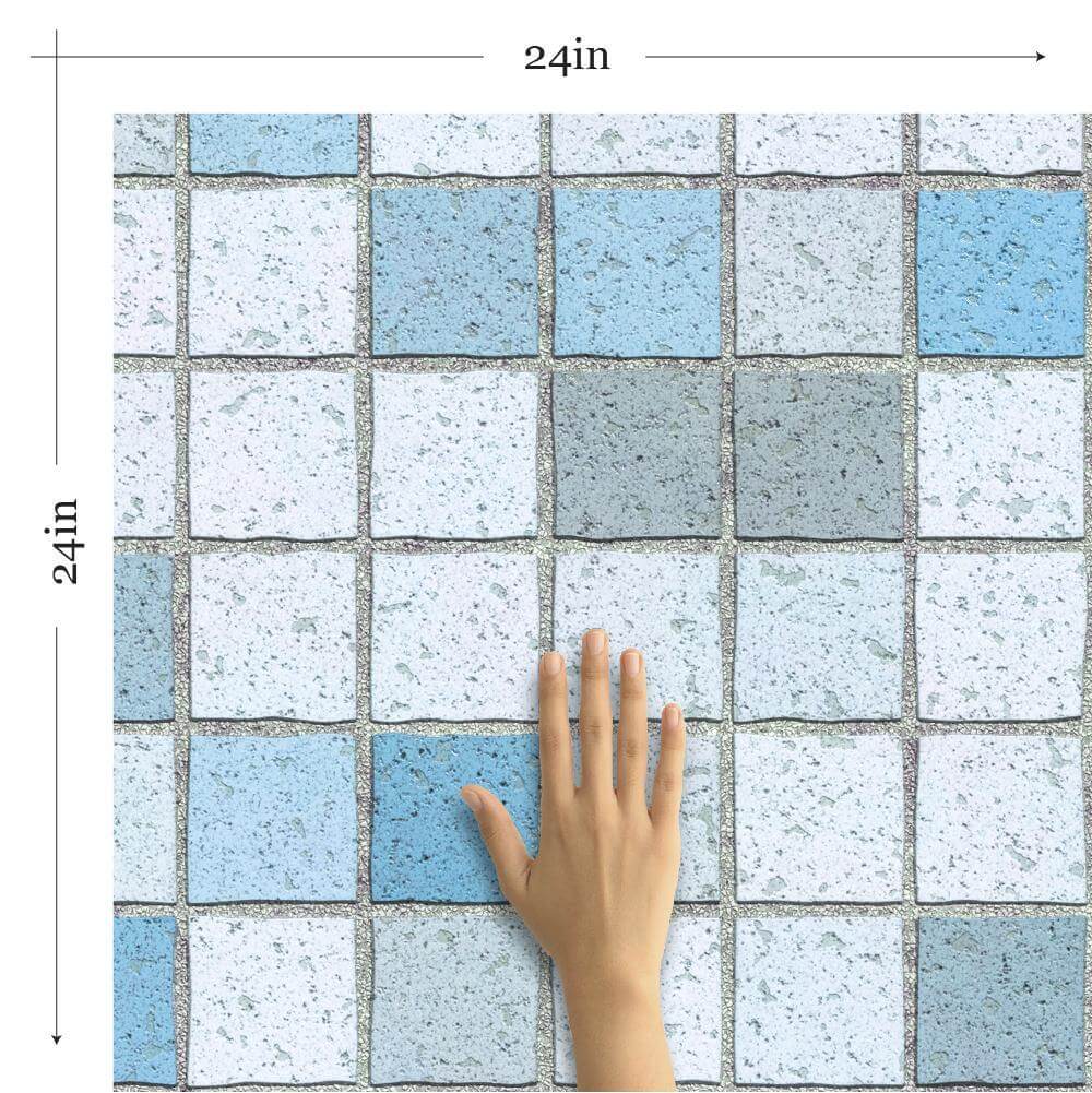 Blue and White Tile Peel and Stick Removable Wallpaper - Self-Adhesive Backsplash for Kitchen, Bathroom, and Home Decor