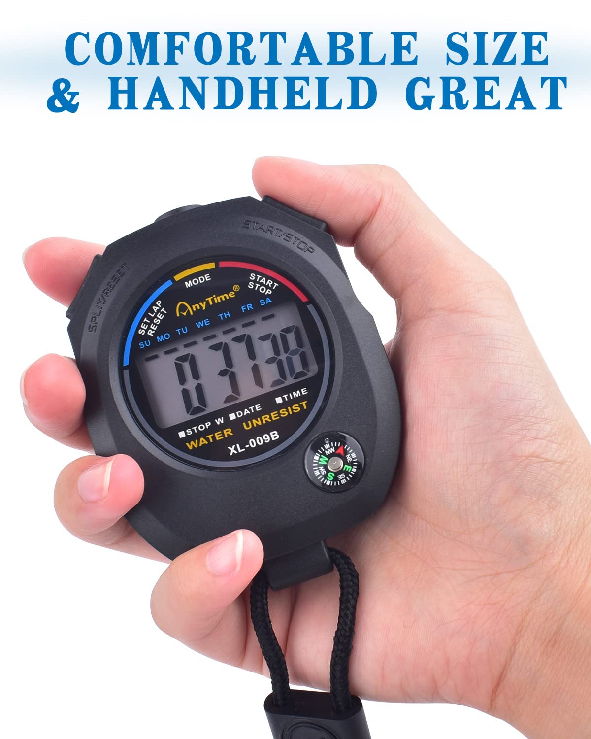 TINDTOP Digital Stopwatch Timer 4 Pack - Professional Sports Stopwatch with Calendar, Alarm & Compass - Multifunction Handheld Timer for Swimming, Running, Soccer Coaches & Referees - Perfect for Training, Competitions and Outdoor Activities