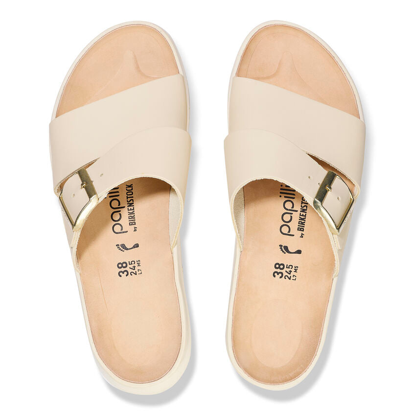 Birkenstock Women's Almina Leather Sandals in Ecru - Comfortable Casual Shoes for Walking, Travel & Everyday Wear