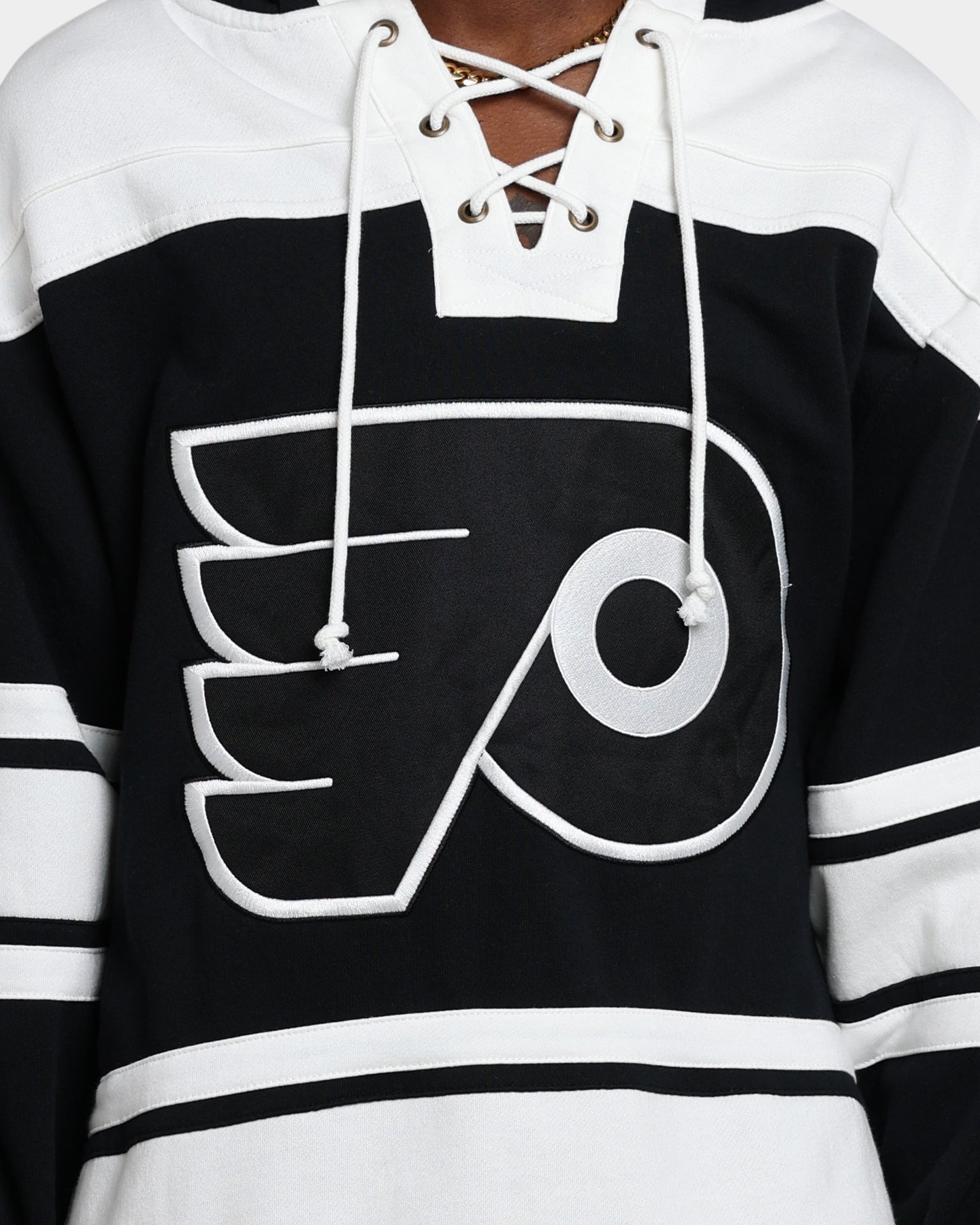 47 Brand Philadelphia Flyers Superior Lacer Hoodie - Men's NHL Team Zip-Up Sweatshirt - Jet Black - Warm & Comfortable for Game Day & Casual Wear