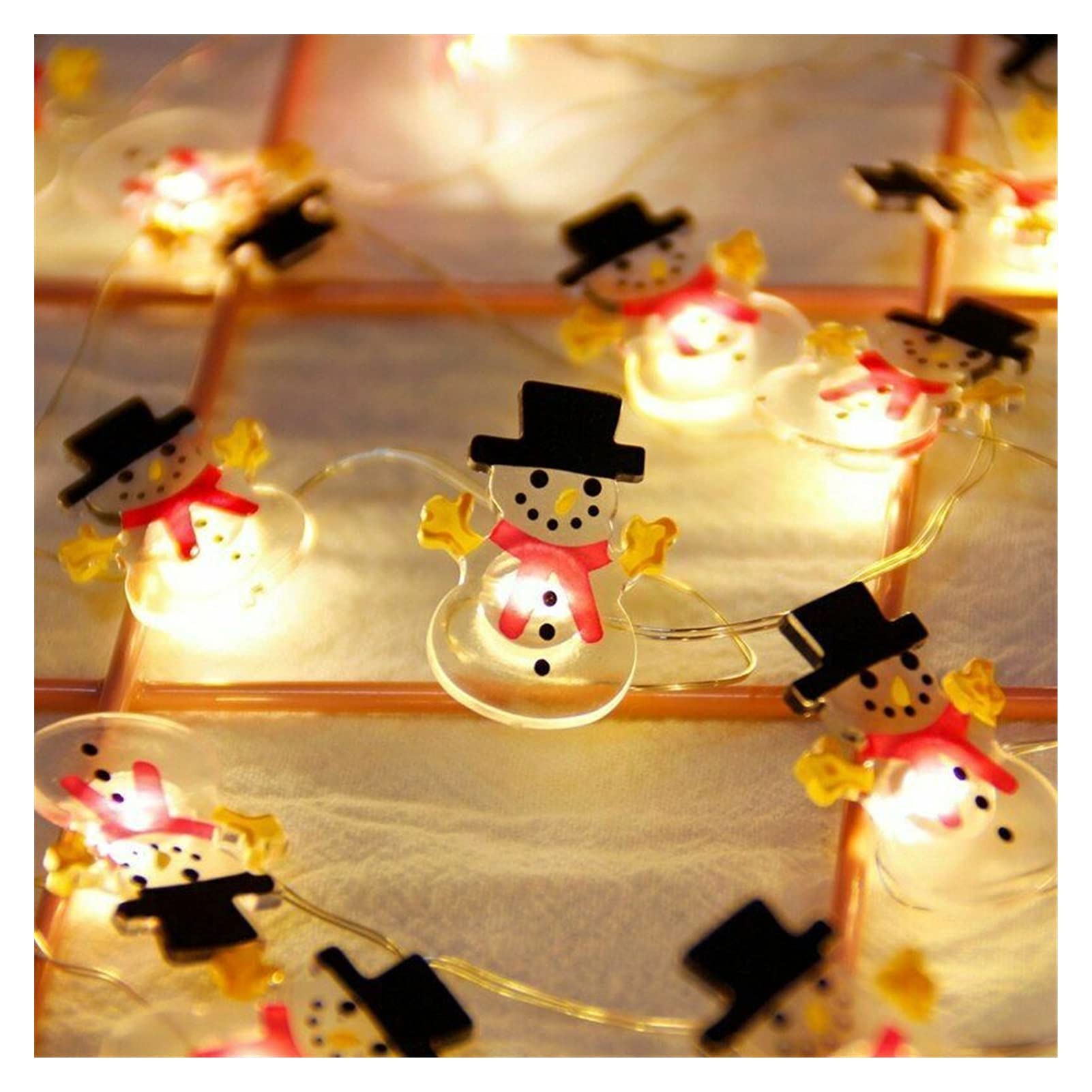 Santa Claus LED Fairy Lights String - 2 Meters 20 Lights Battery Powered Christmas Decorations for Kids Room, Xmas Tree, Party & Winter Home Decoration | Cute Snowman Design Holiday Gift Lamp