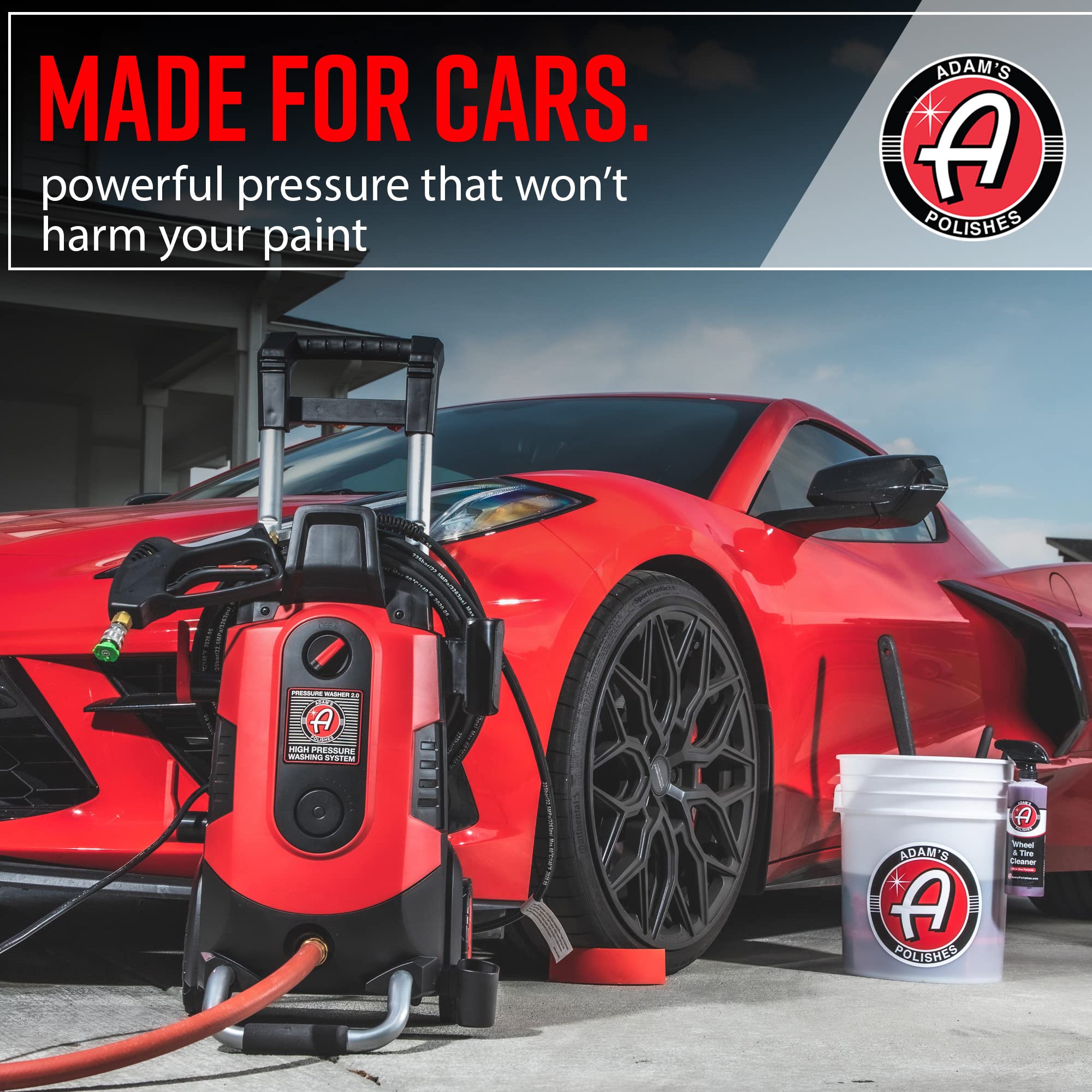 Adam's Polishes Electric Pressure Washer 2.0 - 1.4 GPM 2000 PSI High Power Car Wash Sprayer with Snub Nose & Tip Attachments - Perfect for Cars, Motorcycles, RVs, Boats, Patios, Garage & Deck Cleaning