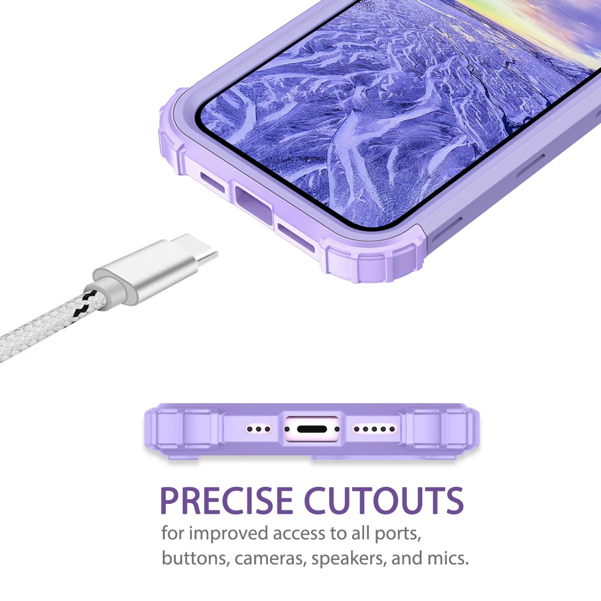 LONTECT iPhone 14 Case - Glitter Sparkly Protective Cover with Shockproof Heavy Duty Hybrid Design for Apple iPhone 14 - Shiny Purple - Perfect for Everyday Use, Parties & Special Occasions