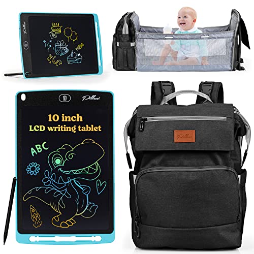 Baby Diaper Backpack with Changing Station & LCD Writing Tablet - Travel Essentials for Parents & Toddlers | Perfect for Road Trips, Air Travel & Daycare
