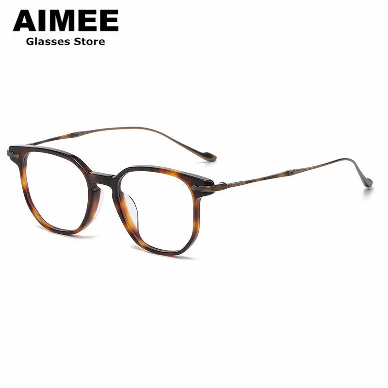 Aimee Unisex Full Rim Square Titanium Acetate Eyeglasses Frame 945887 - Lightweight Durable Eyewear for Work, Reading & Fashion
