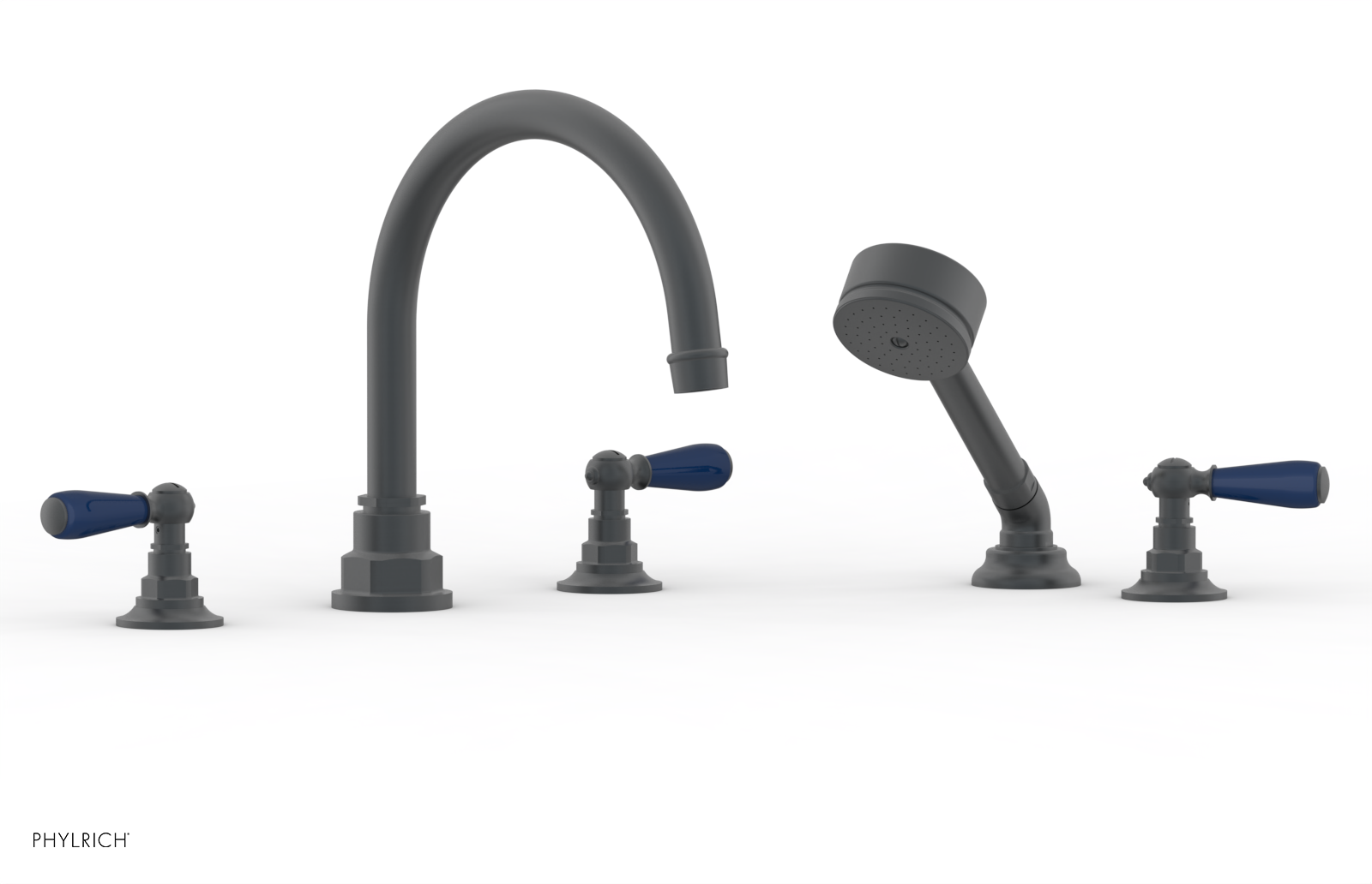 Jamestown Deck Tub Set with Hand Shower - Lever Handles & Navy Blue Accents - 165.49