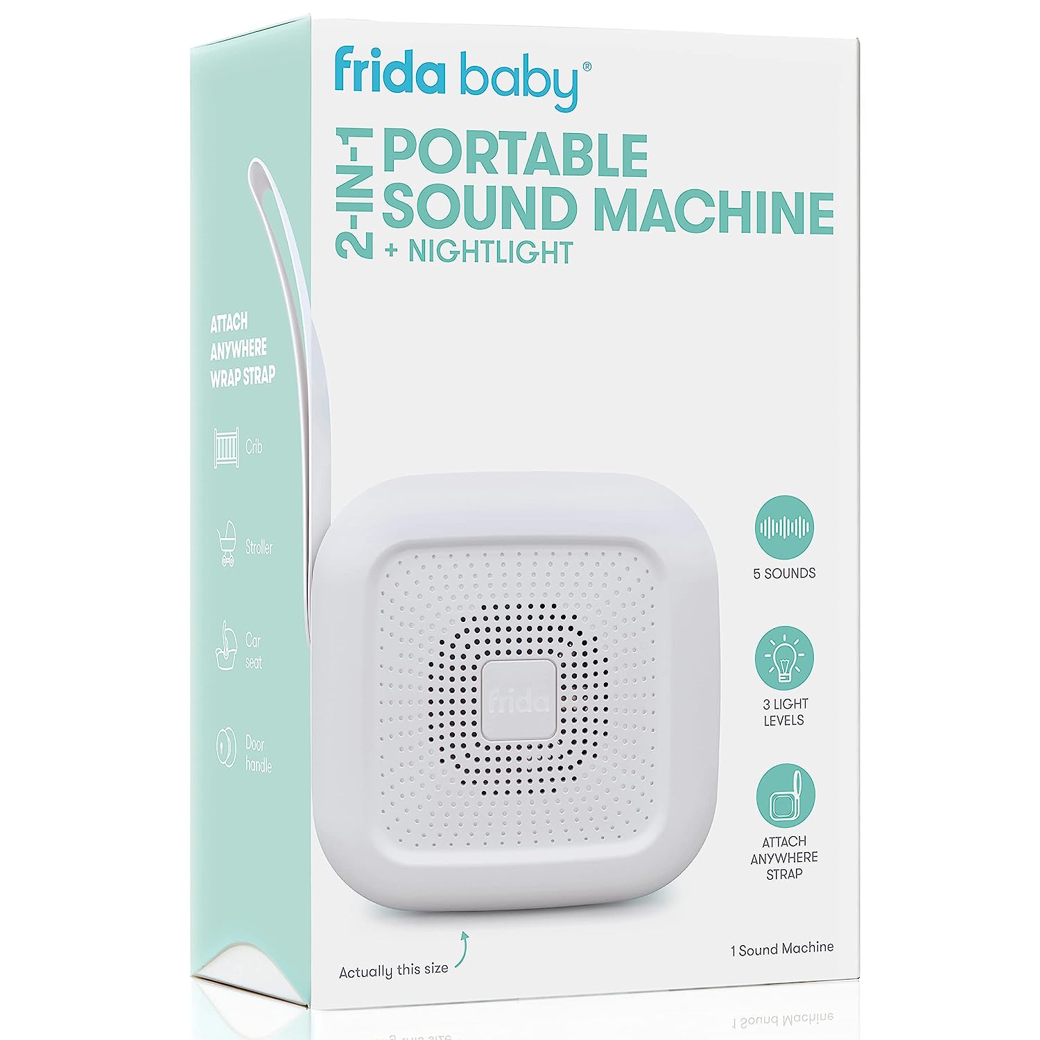 2 in 1 Portable Sound Machine and Nightlight for Baby - White Noise Maker & Soothing Night Light for Nursery, Bedroom, Travel, and Office Use