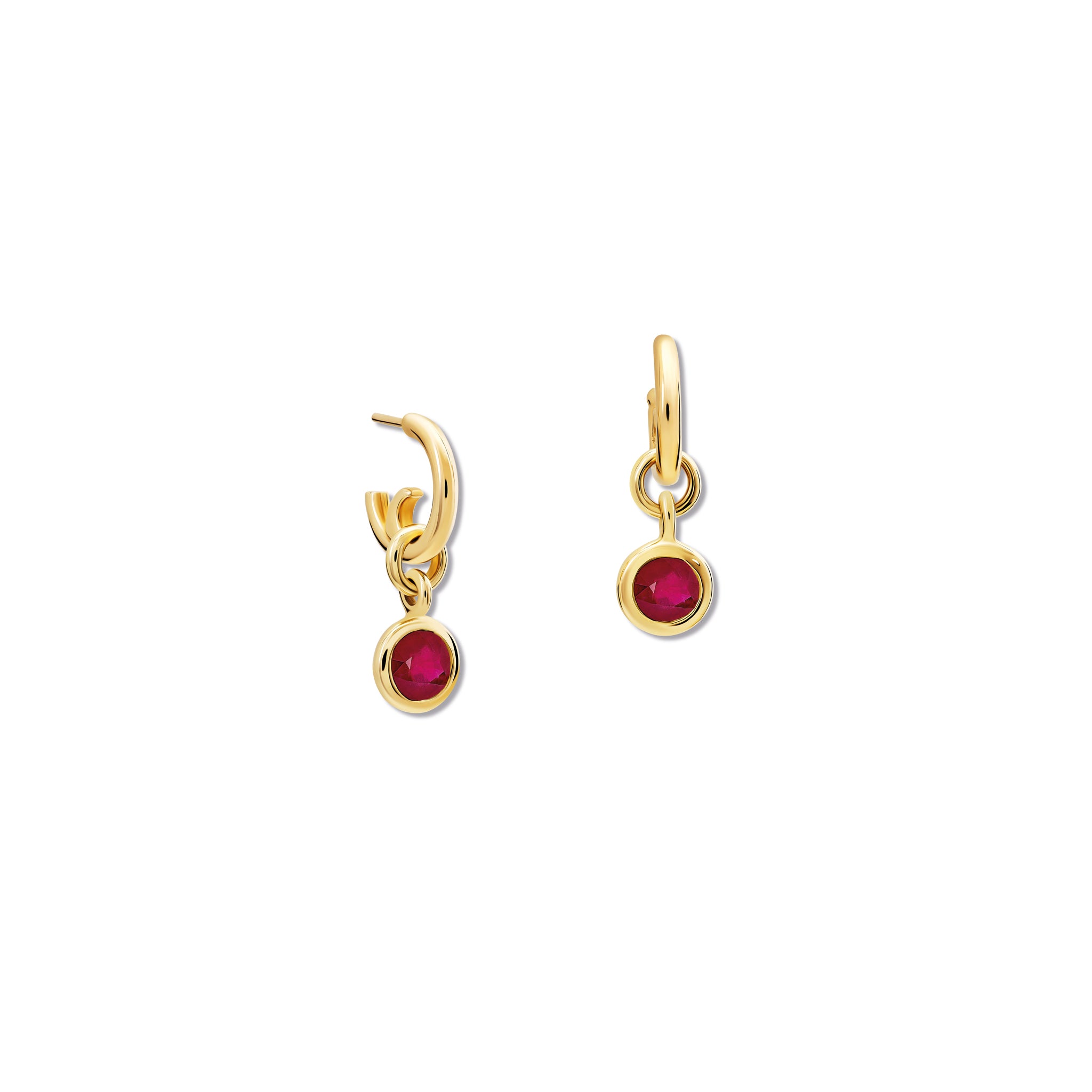 18ct Yellow Gold Ruby Drop Earrings for Women - Elegant Dangle Earrings for Parties, Weddings & Special Occasions